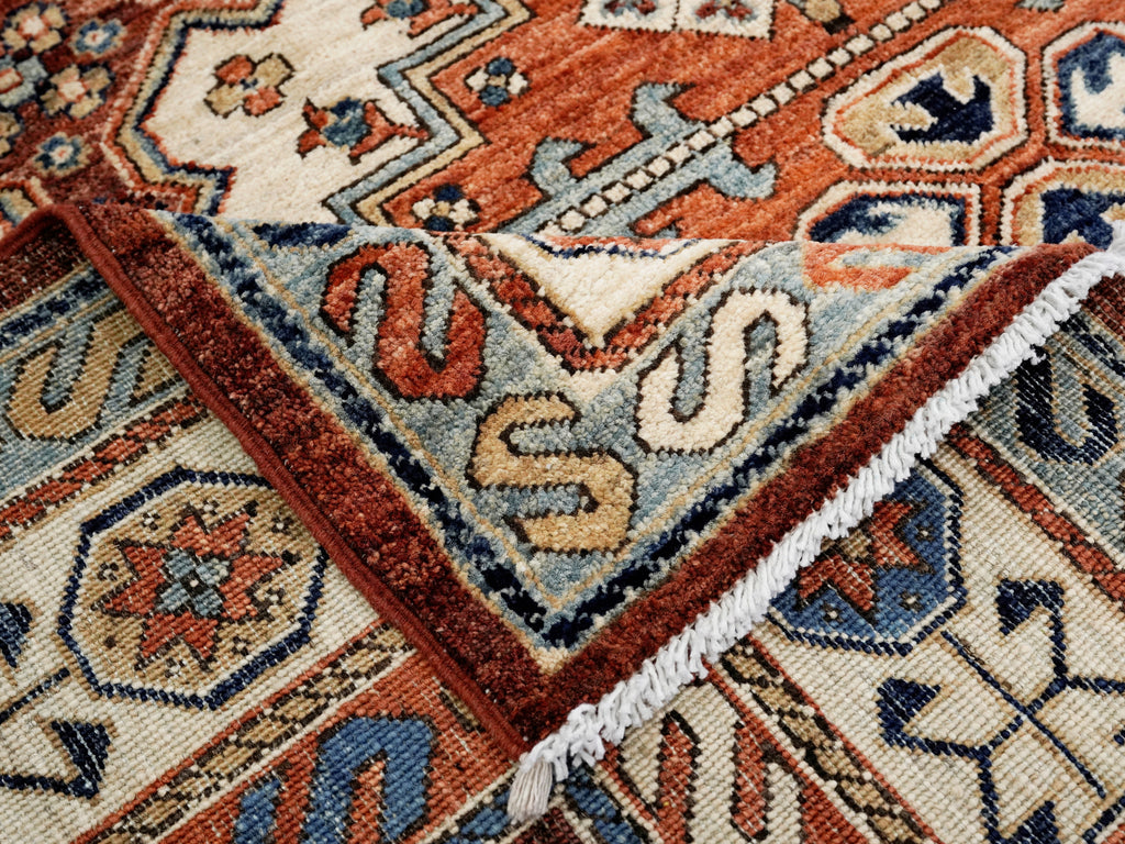 6x9 Ft Orange Afghan Oriental Rug - Hand Knotted Area Rug - Traditional Design