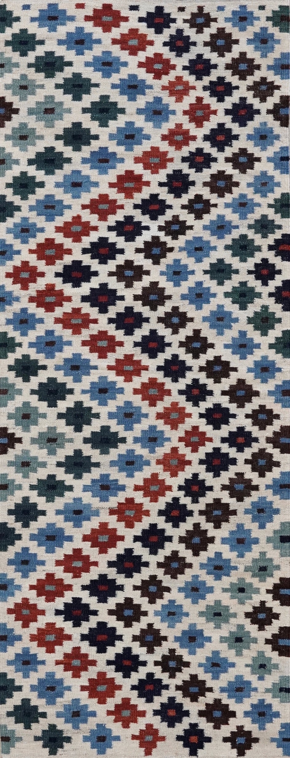 8 Ft Contemporary Killim Runner Rug  - Handwoven Flatweave Runner