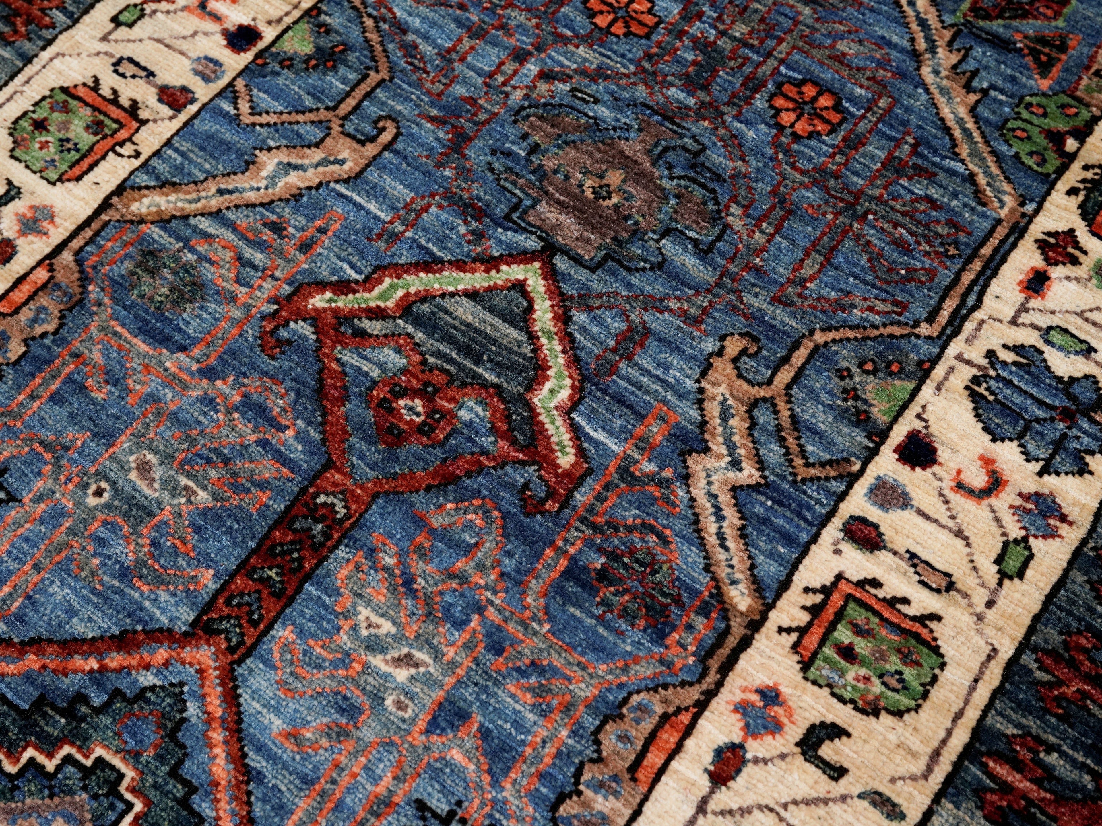 8 Ft Blue Oriental Runner Rug - Afghan Hand Knotted Rug