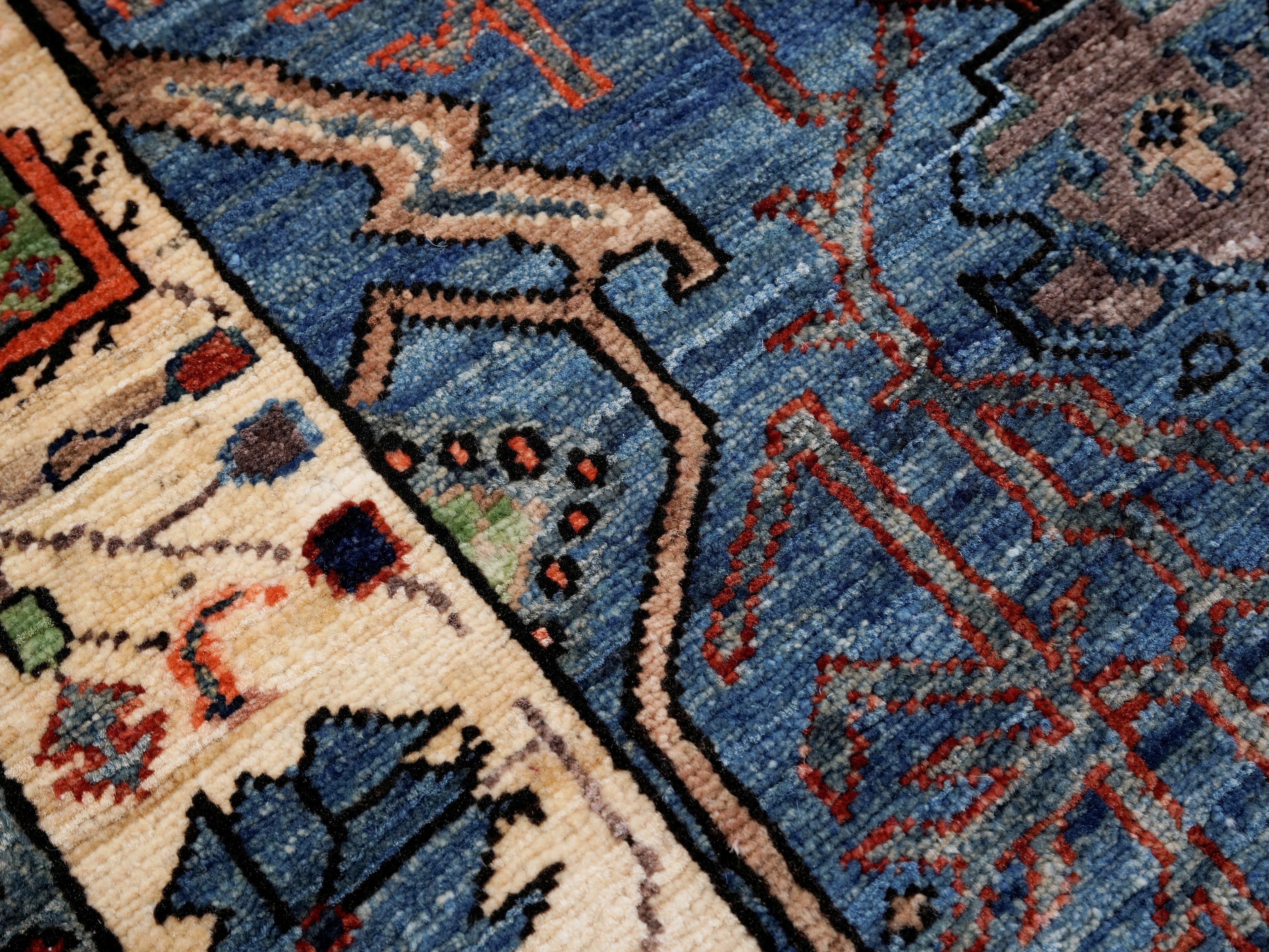 8 Ft Blue Oriental Runner Rug - Afghan Hand Knotted Rug