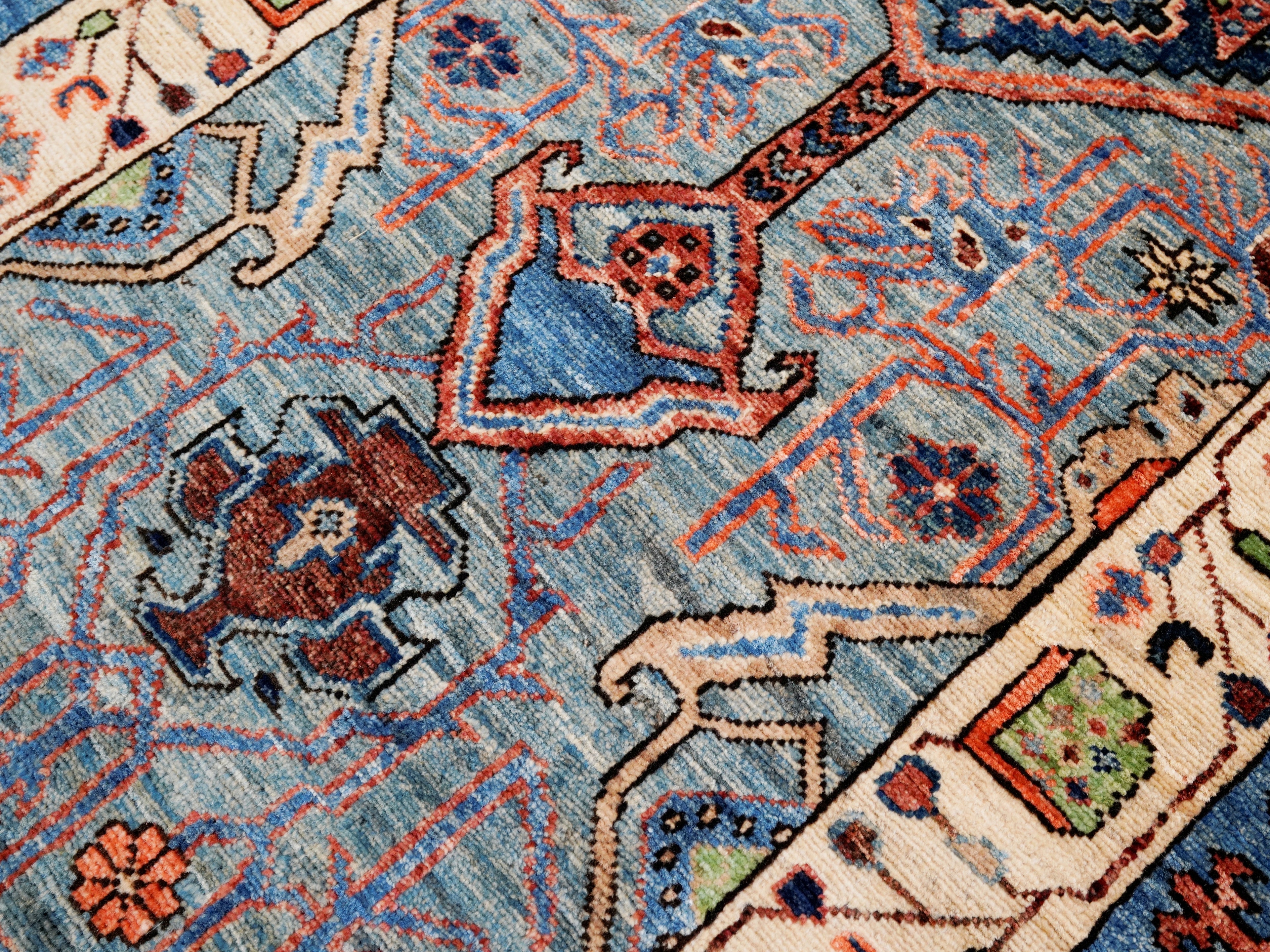 8 Ft Blue Oriental Runner Rug - Afghan Hand Knotted Rug
