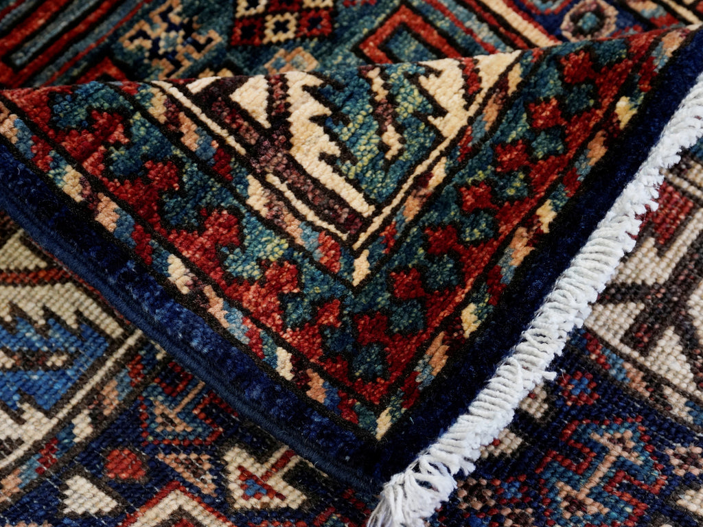 10 Ft Blue Oriental Runner Rug - Hand Knotted Afghan Rug