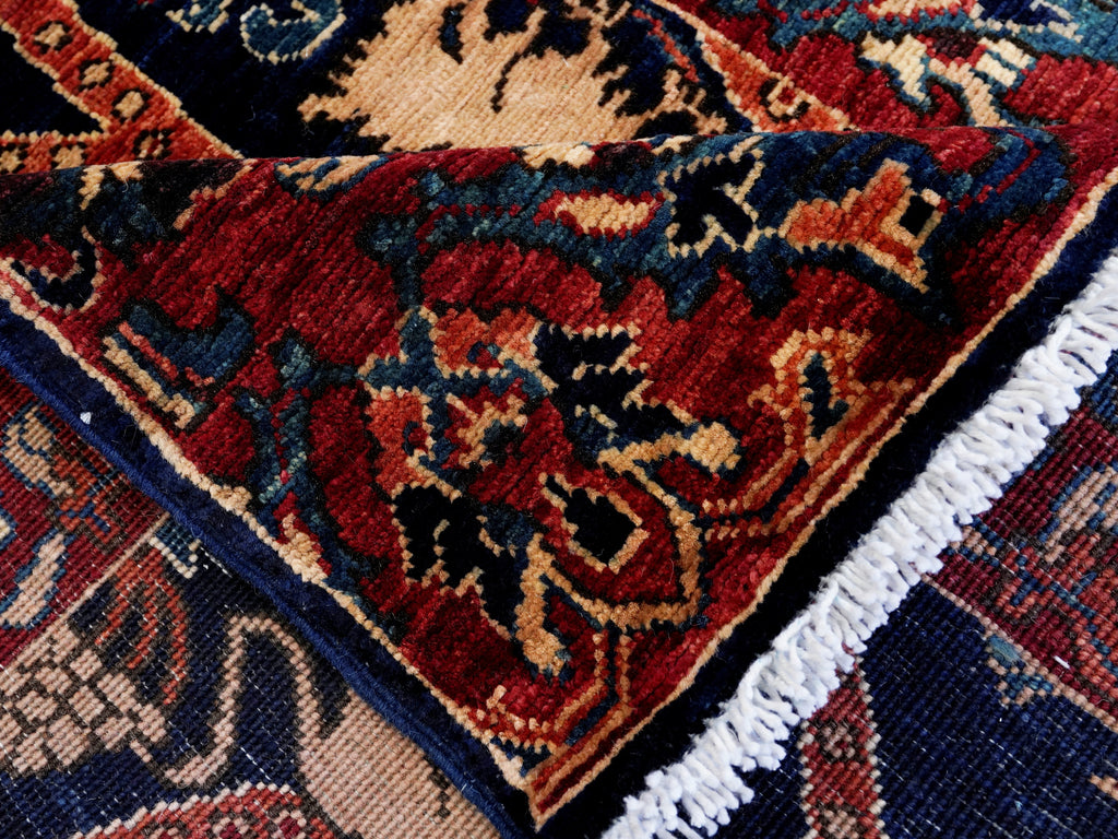 17 Ft Navy Blue Oriental Runner Rug - Hand Knotted Afghan Runner