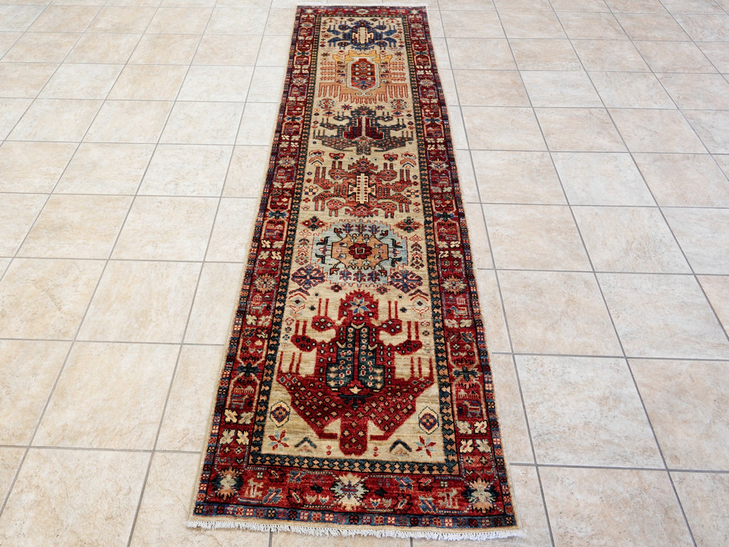 10 Ft Silver Oriental Runner Rug - Afghan Hand Knotted Rug