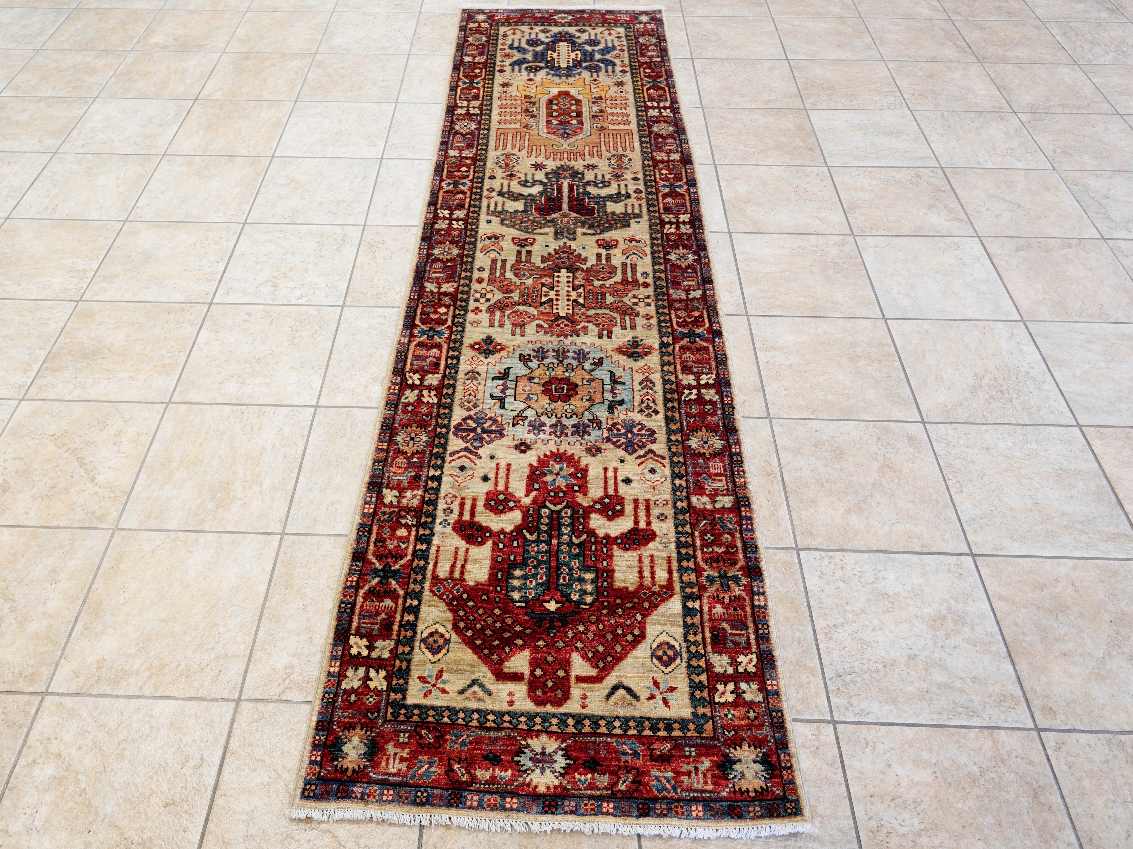 10 Ft Silver Oriental Runner Rug - Afghan Hand Knotted Rug