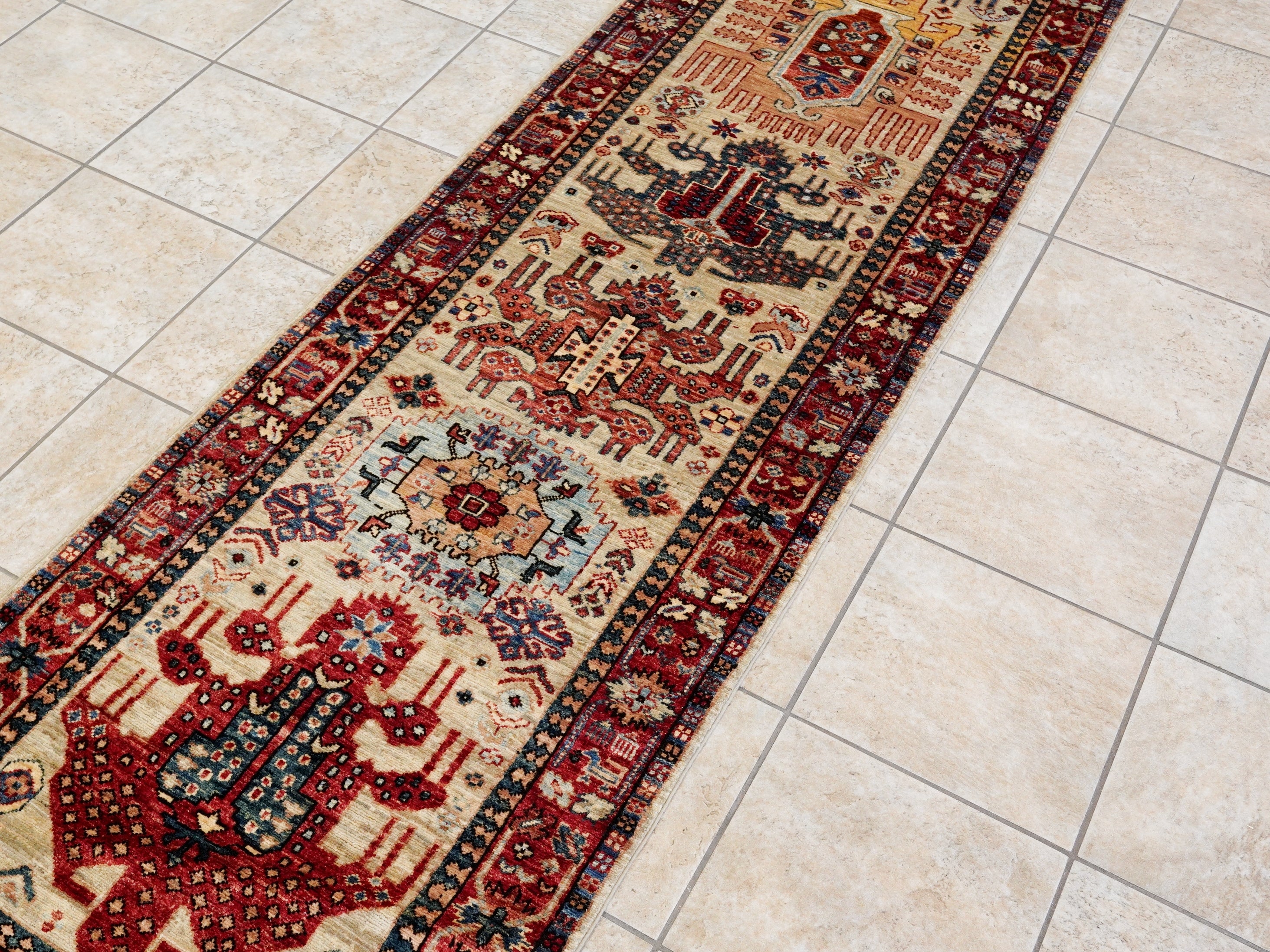 10 Ft Silver Oriental Runner Rug - Afghan Hand Knotted Rug