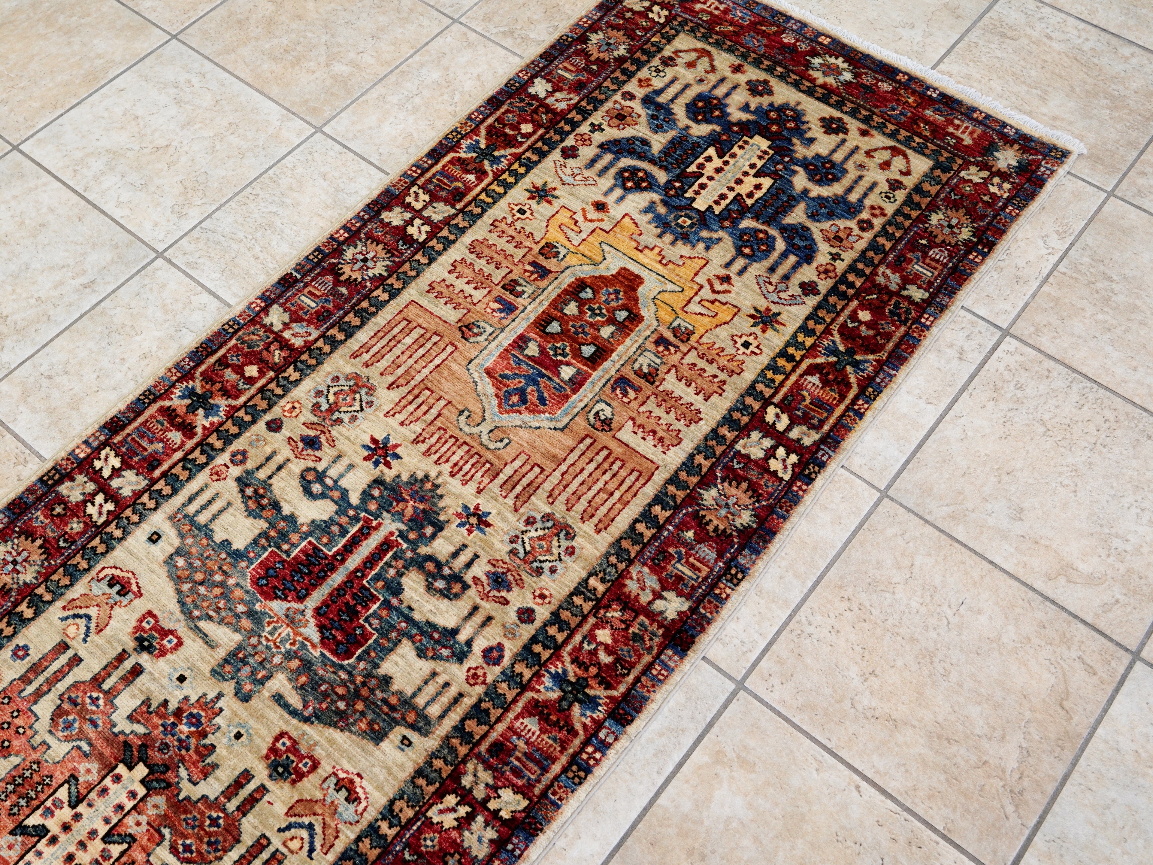 10 Ft Silver Oriental Runner Rug - Afghan Hand Knotted Rug
