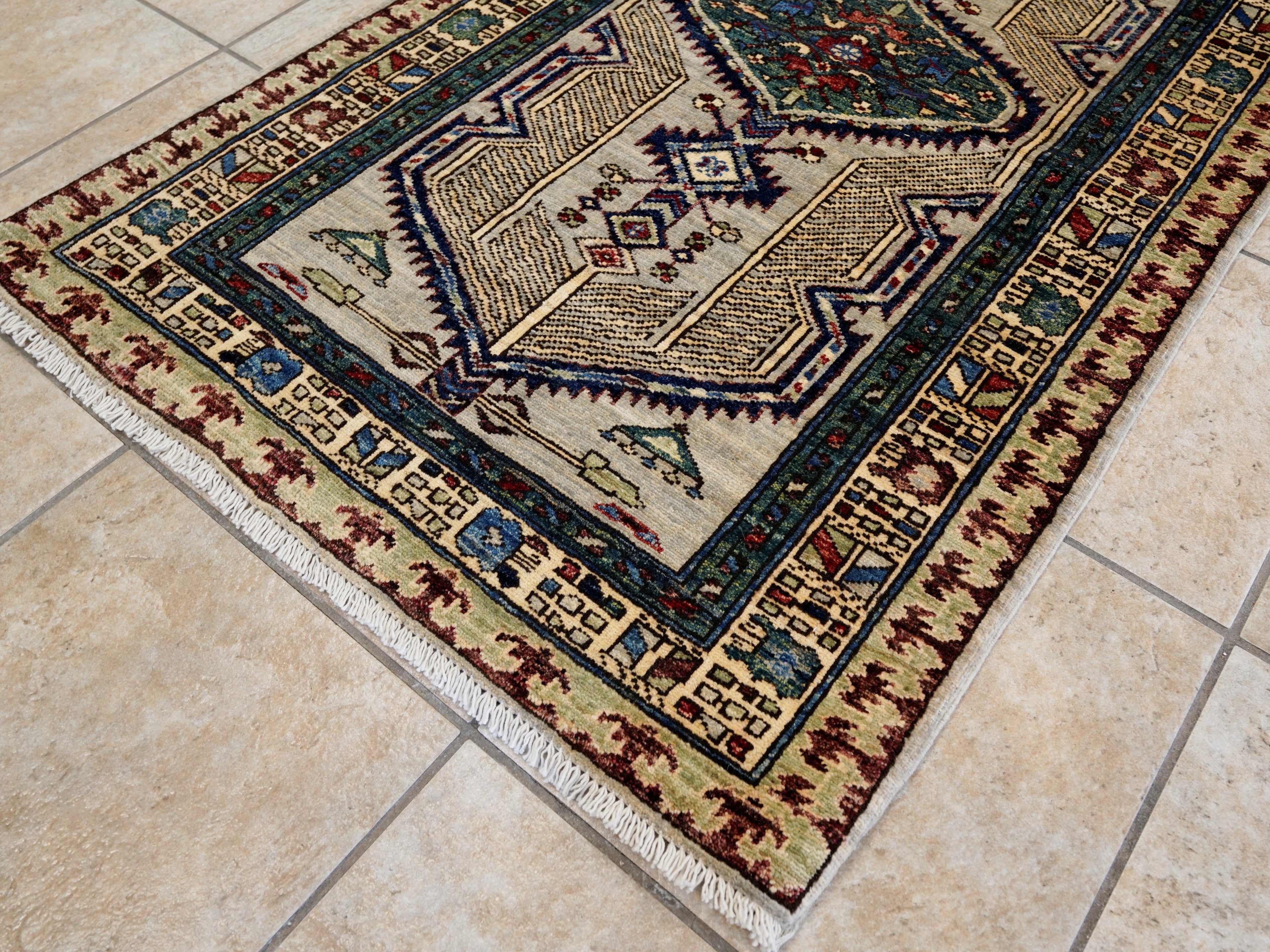 11 Ft Silver Oriental Runner Rug - Afghan Hand Knotted Rug