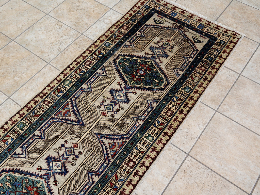 11 Ft Silver Oriental Runner Rug - Afghan Hand Knotted Rug