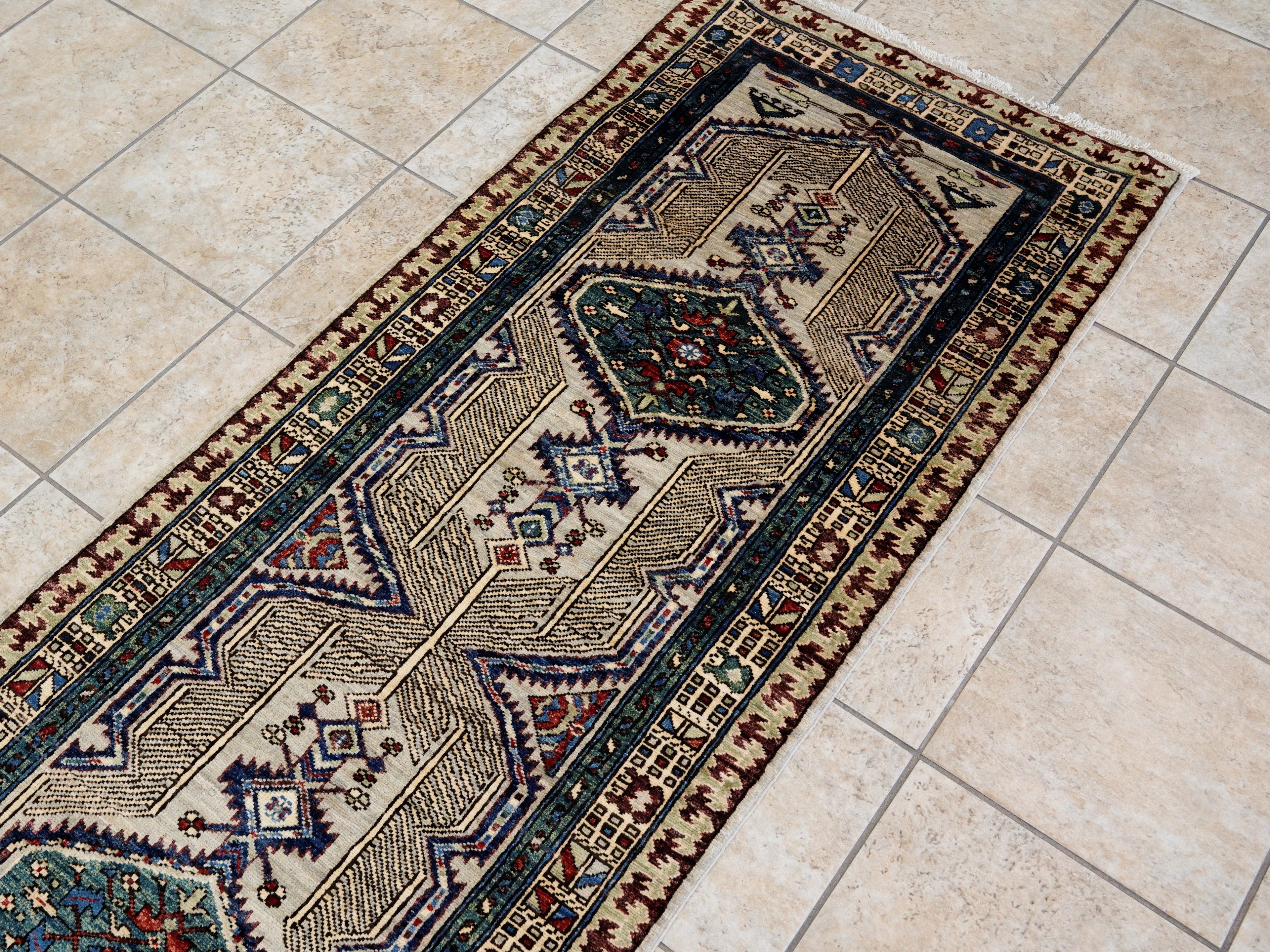 11 Ft Silver Oriental Runner Rug - Afghan Hand Knotted Rug