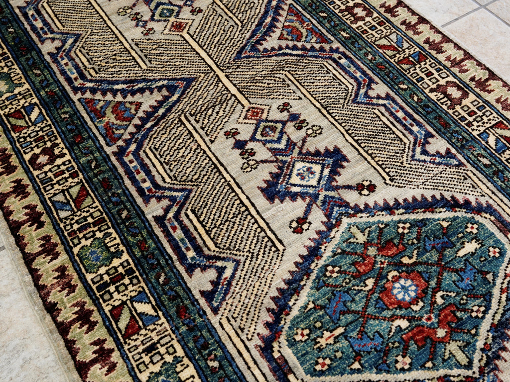 11 Ft Silver Oriental Runner Rug - Afghan Hand Knotted Rug