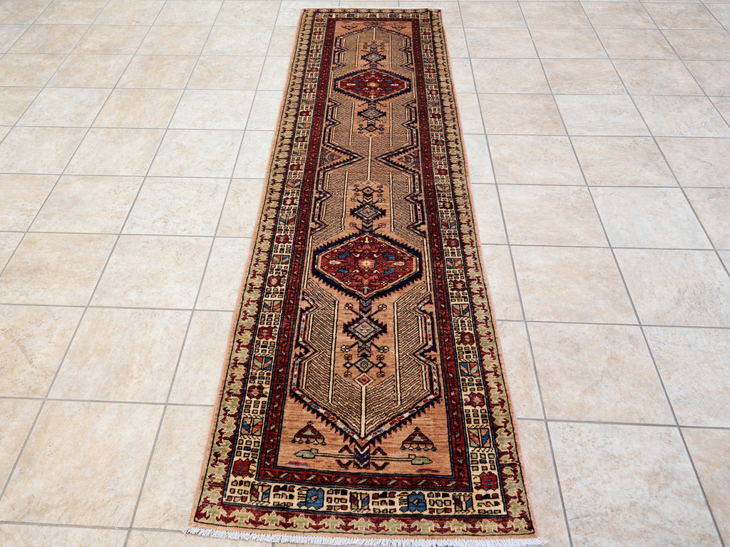 10 Ft Orange Oriental Runner Rug - Hand Knotted Afghan Rug