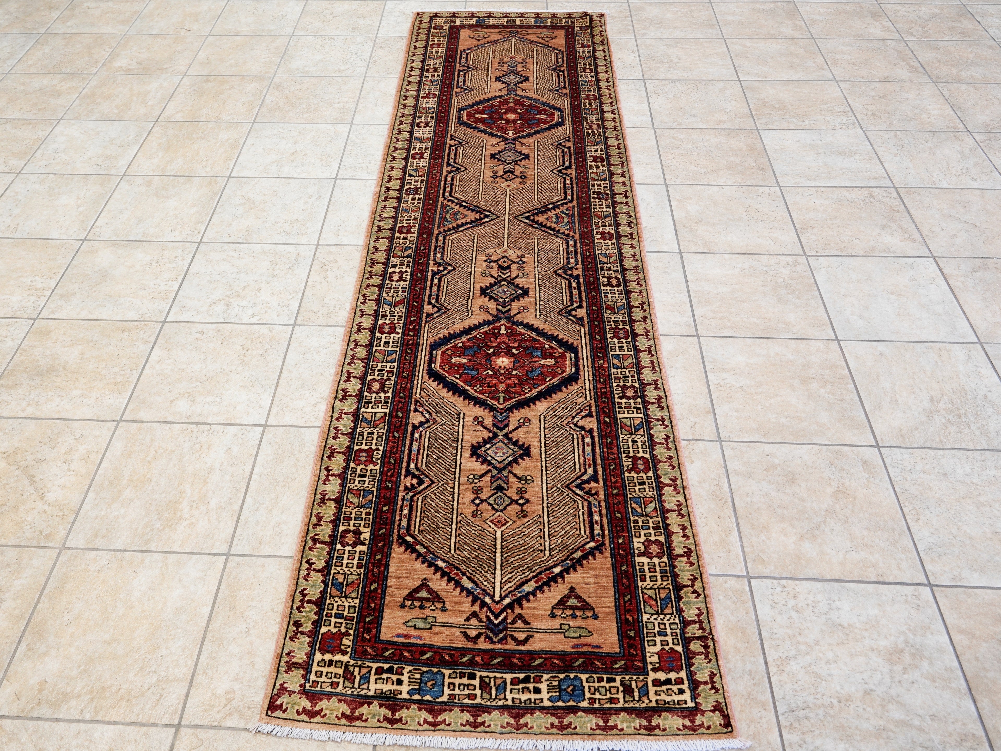 10 Ft Orange Oriental Runner Rug - Hand Knotted Afghan Rug