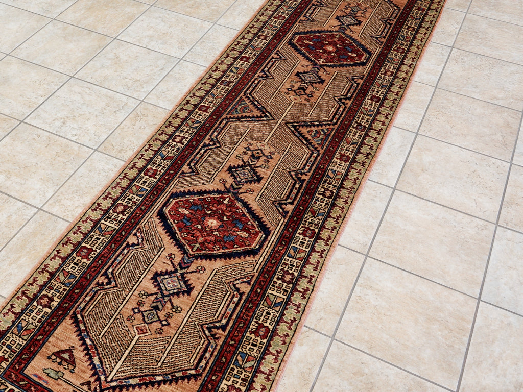 10 Ft Orange Oriental Runner Rug - Hand Knotted Afghan Rug