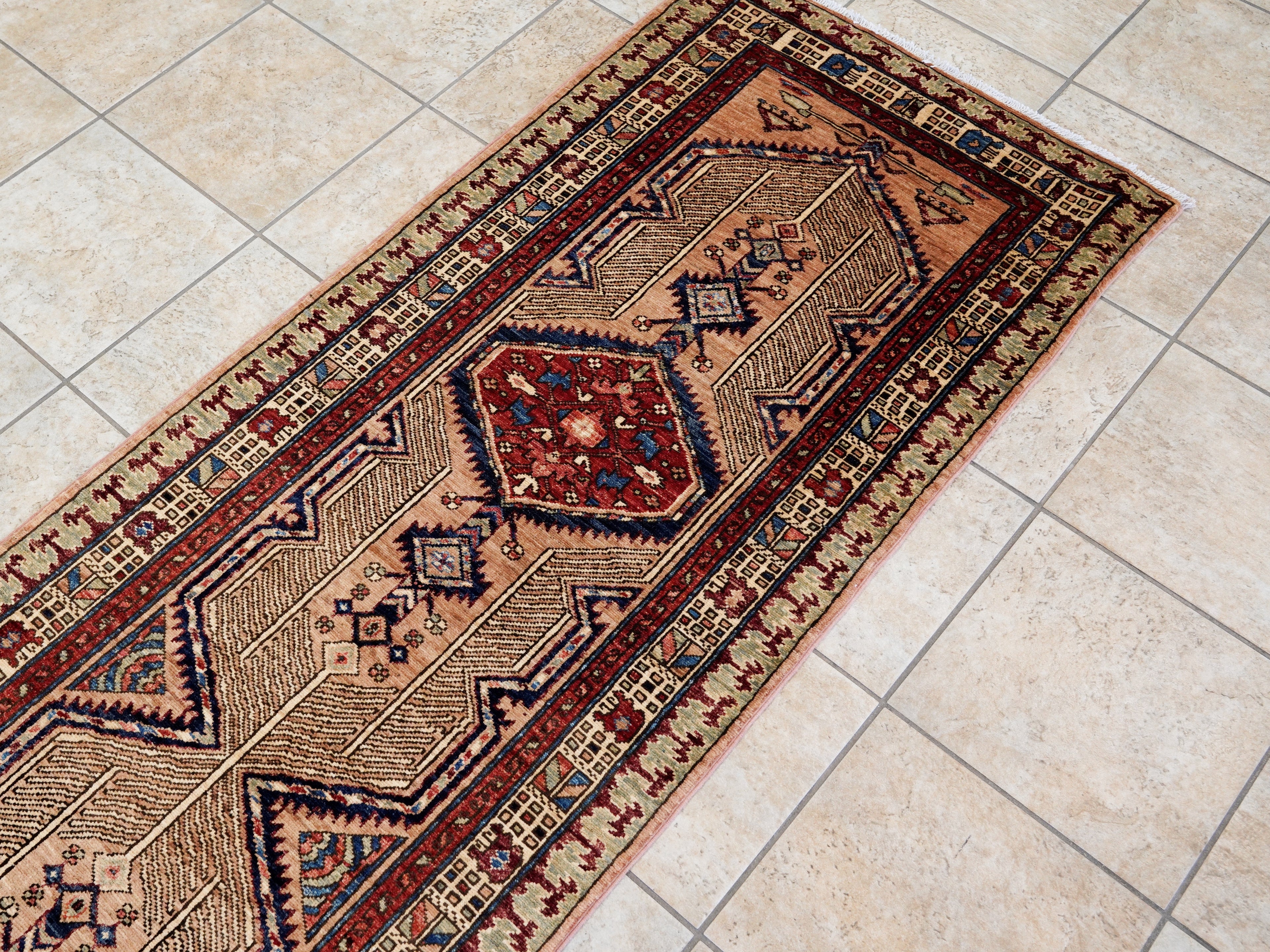 10 Ft Orange Oriental Runner Rug - Hand Knotted Afghan Rug