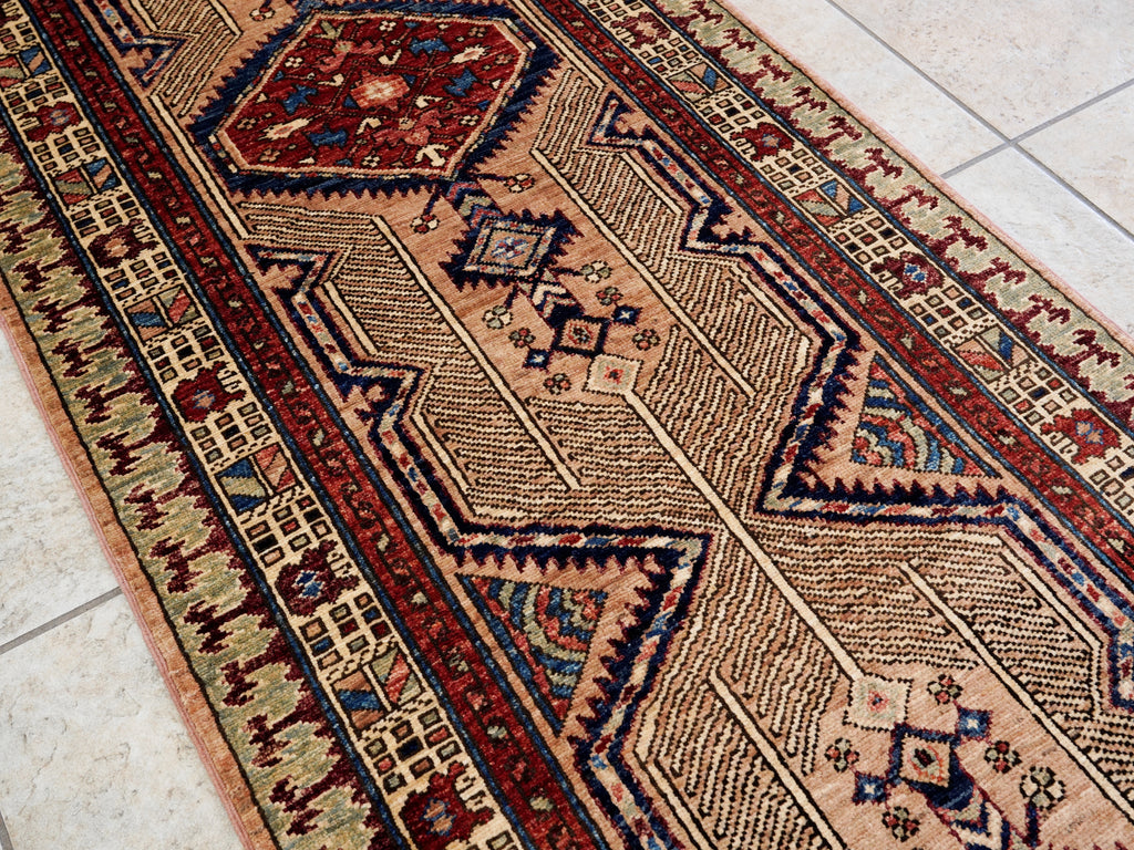 10 Ft Orange Oriental Runner Rug - Hand Knotted Afghan Rug