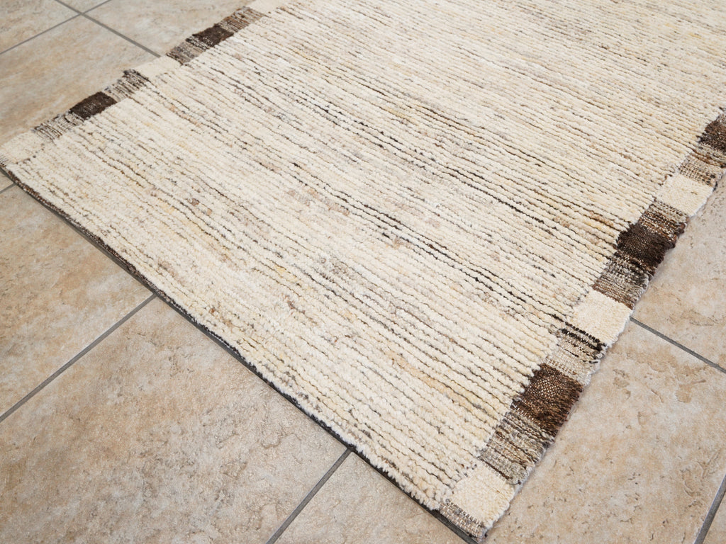 10 Ft Beige Moroccan Runner Rug - Hand Knotted Afghan Rug