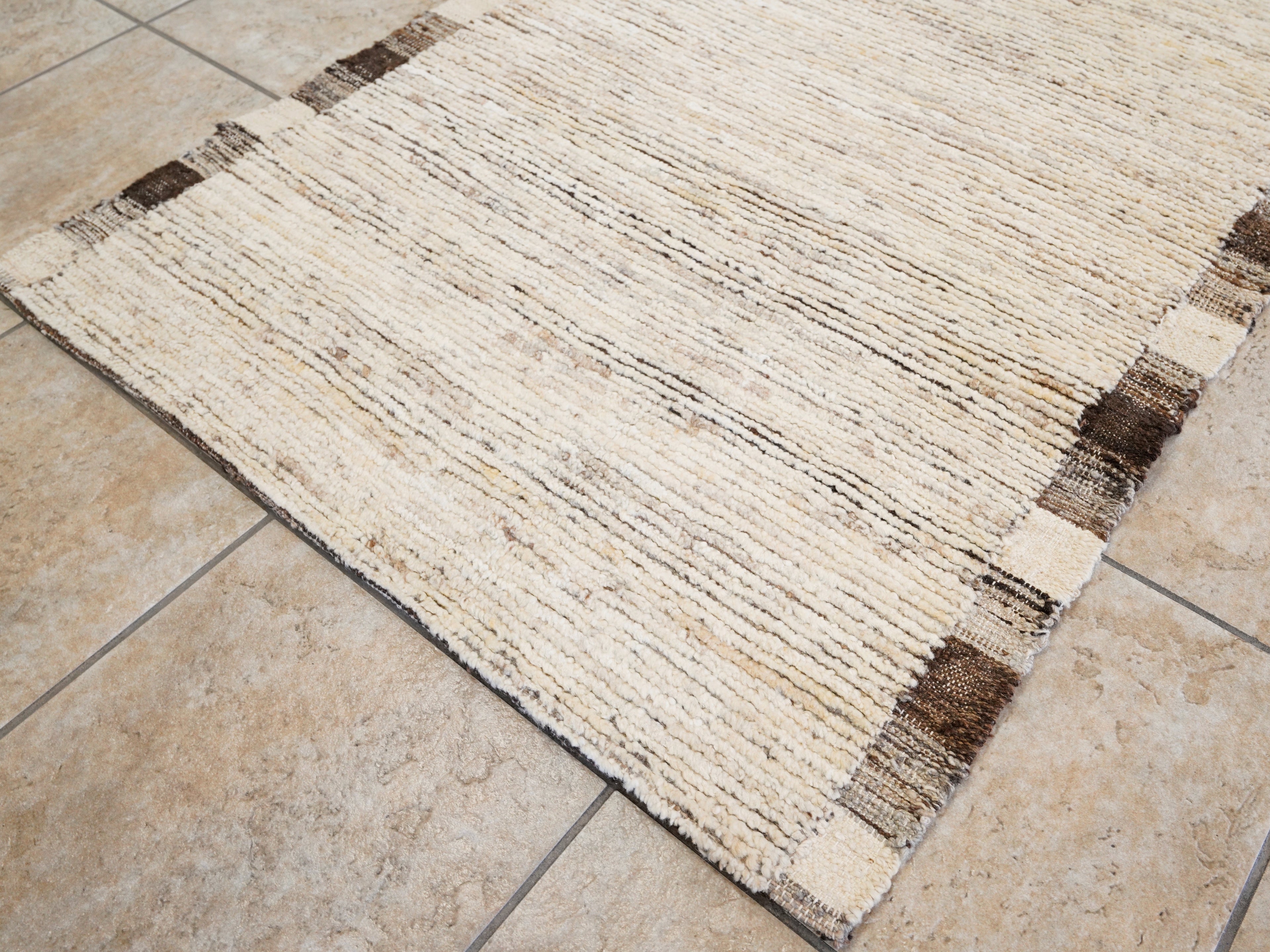 10 Ft Beige Moroccan Runner Rug - Hand Knotted Afghan Rug