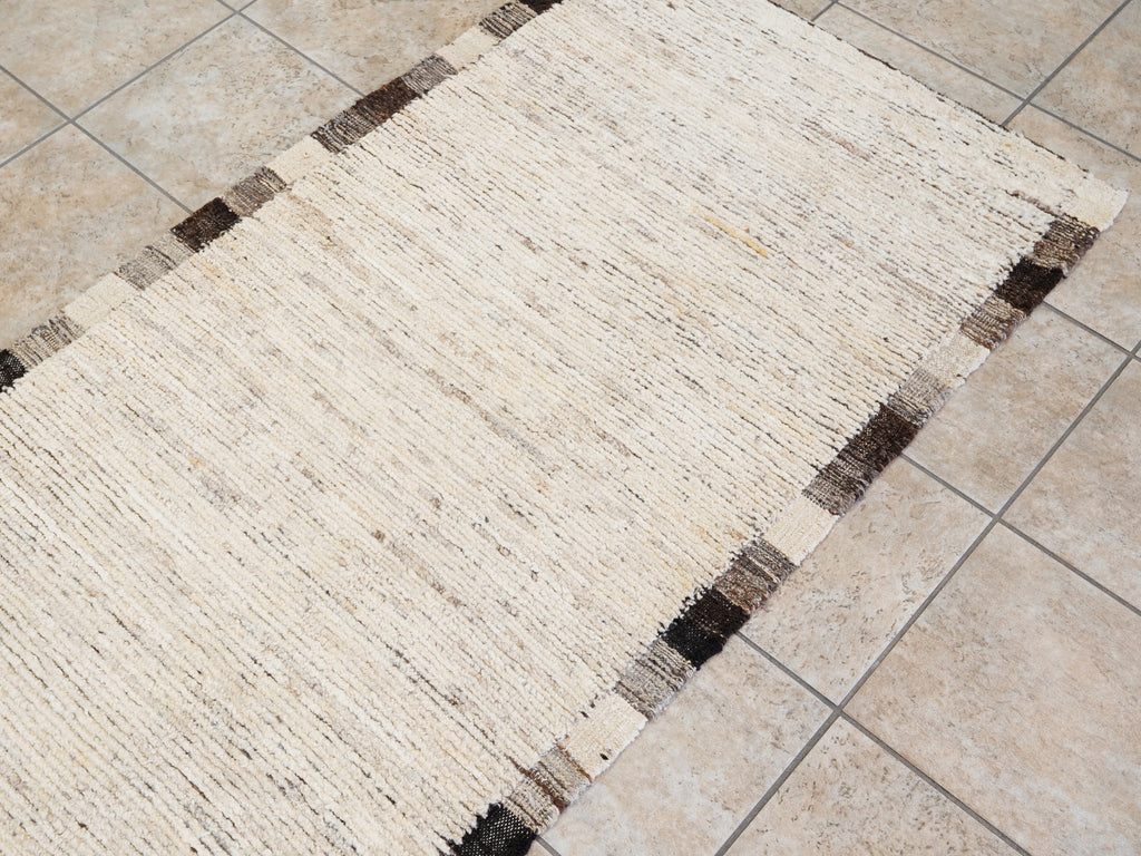 10 Ft Beige Moroccan Runner Rug - Hand Knotted Afghan Rug