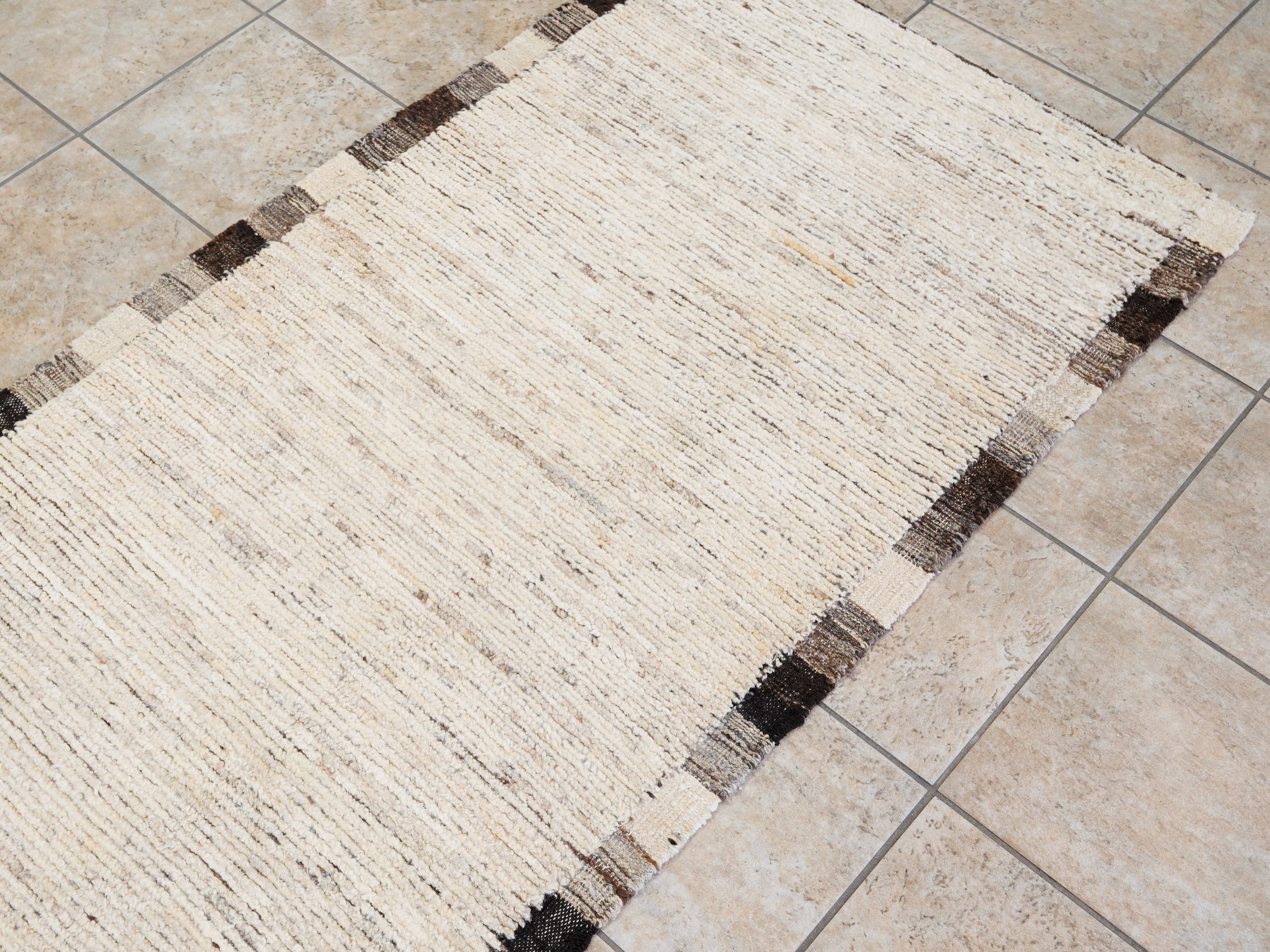 10 Ft Beige Moroccan Runner Rug - Hand Knotted Afghan Rug