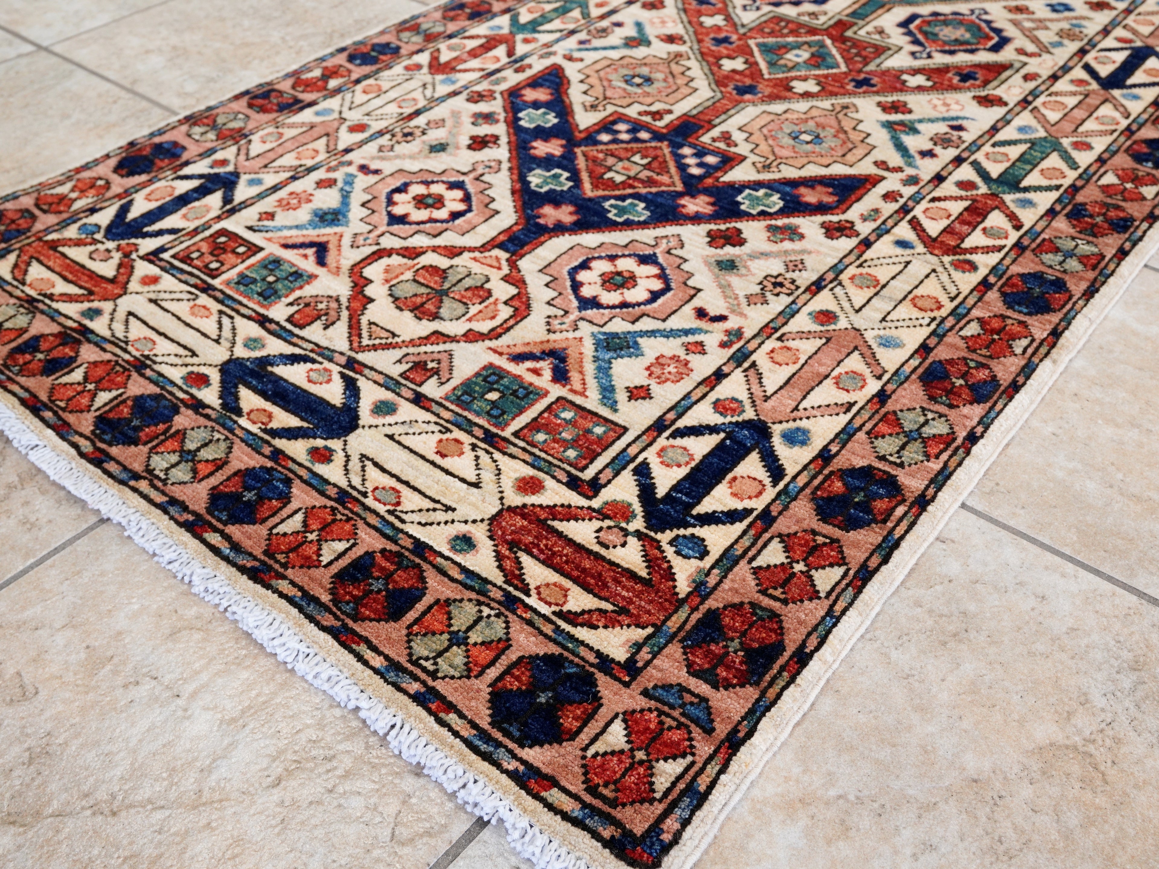 10 Ft Beige Oriental Runner Rug - Afghan Hand Knotted Rug