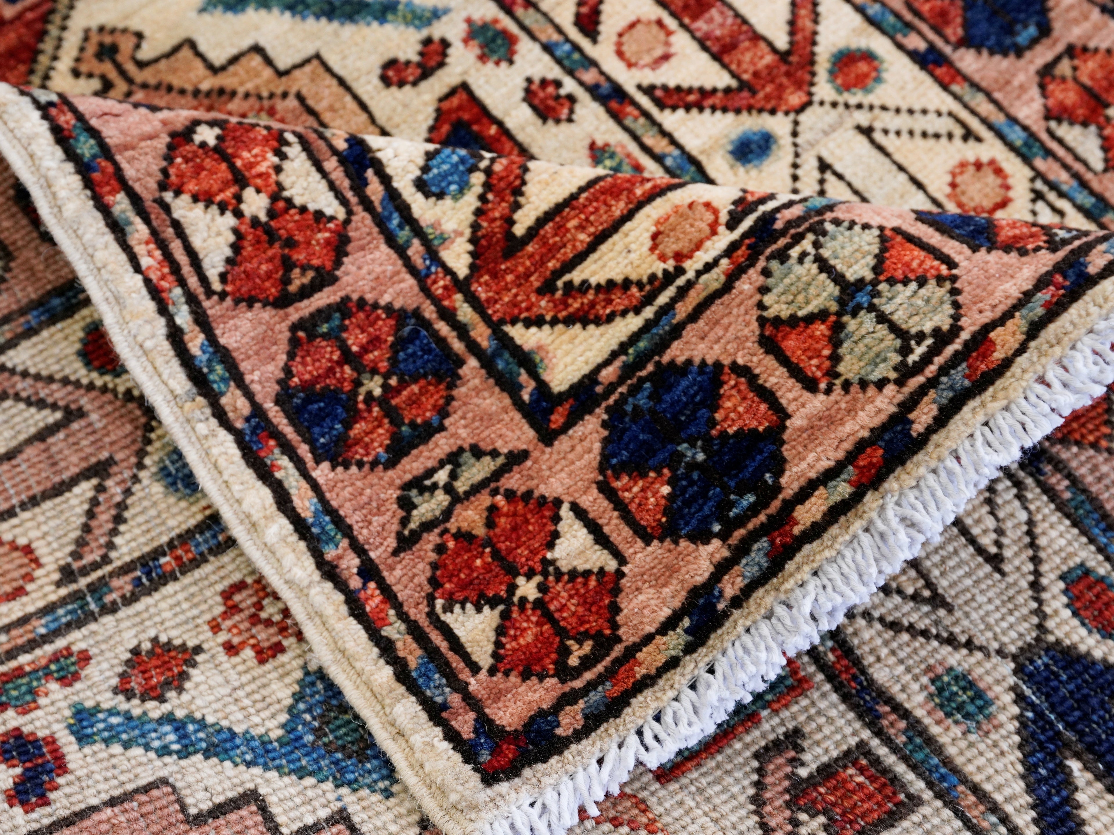 10 Ft Beige Oriental Runner Rug - Afghan Hand Knotted Rug
