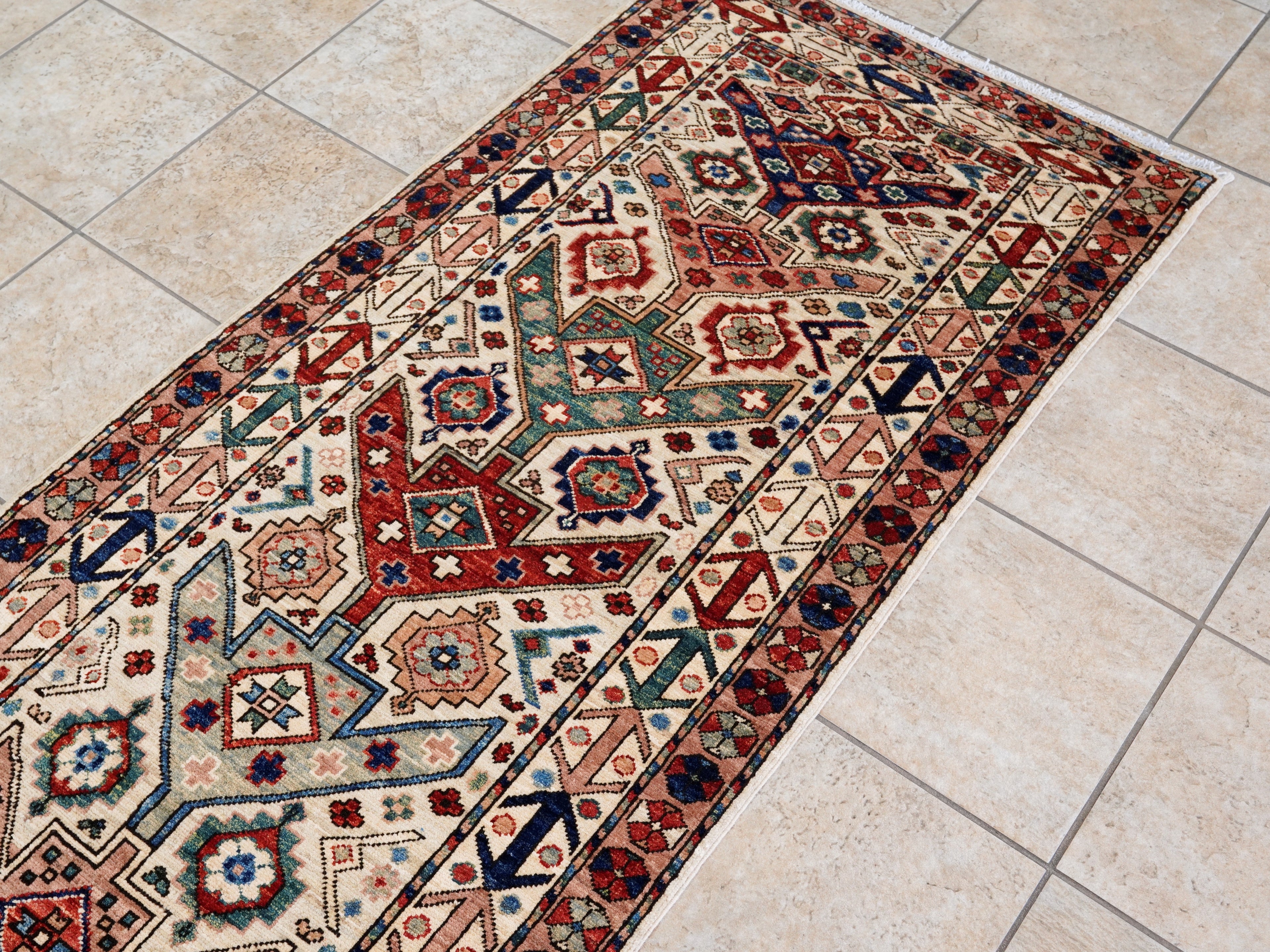 10 Ft Beige Oriental Runner Rug - Afghan Hand Knotted Rug