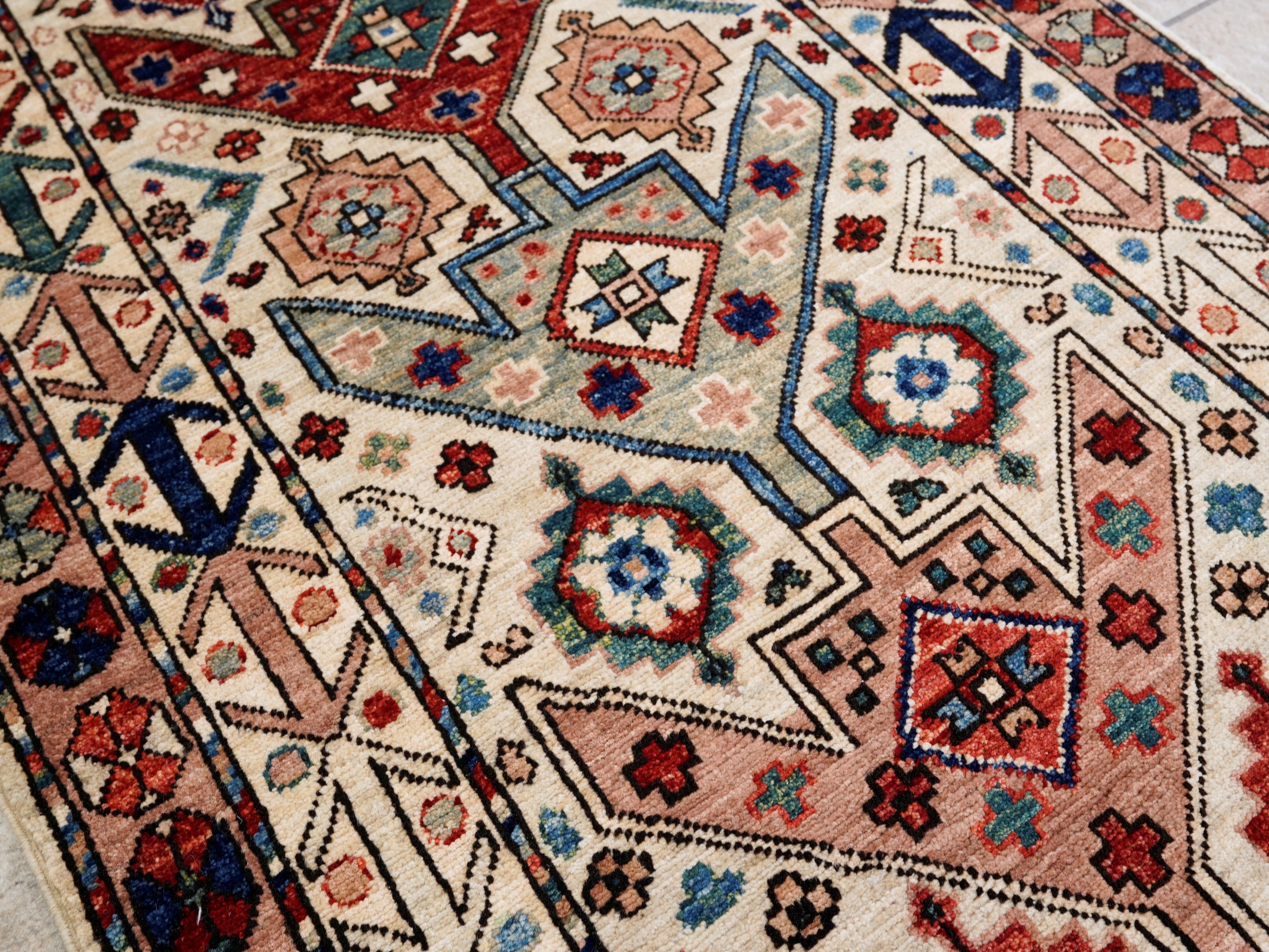 10 Ft Beige Oriental Runner Rug - Afghan Hand Knotted Rug