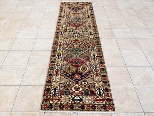 10 Ft Brown Oriental Runner Rug - Afghan Hand Knotted Rug