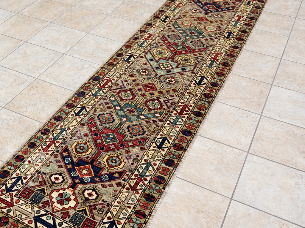 10 Ft Brown Oriental Runner Rug - Afghan Hand Knotted Rug