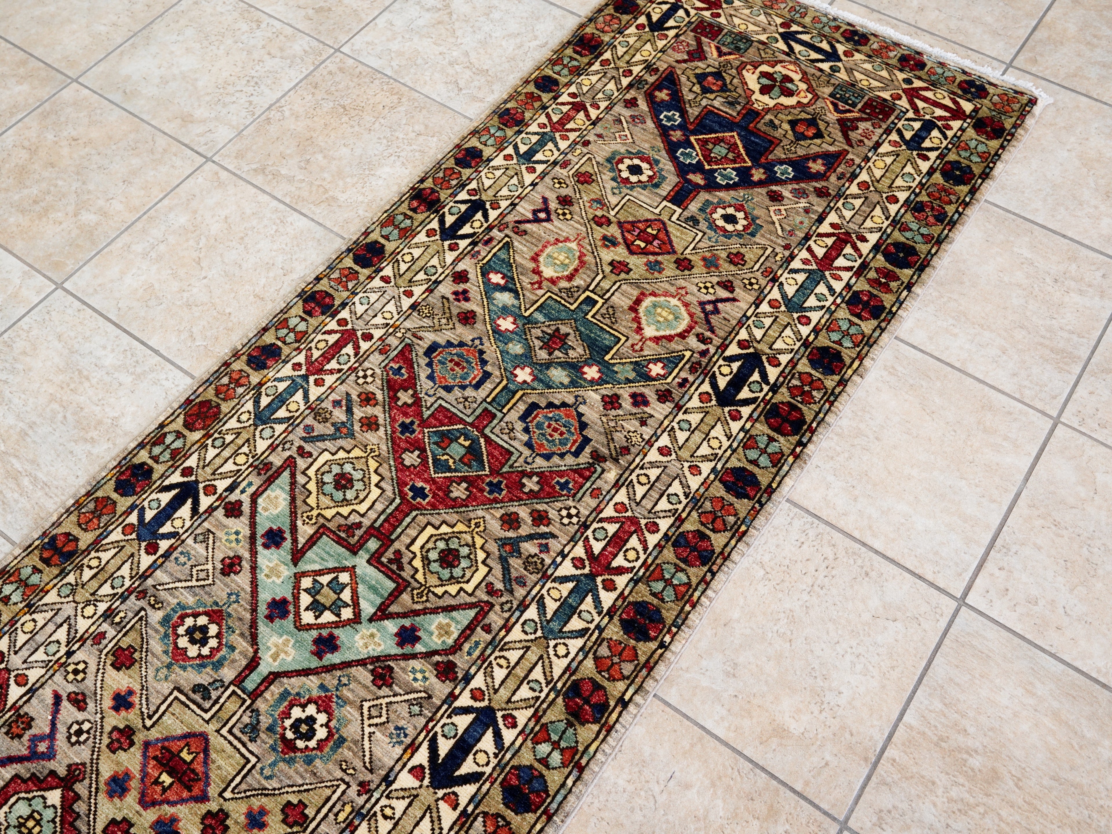10 Ft Brown Oriental Runner Rug - Afghan Hand Knotted Rug