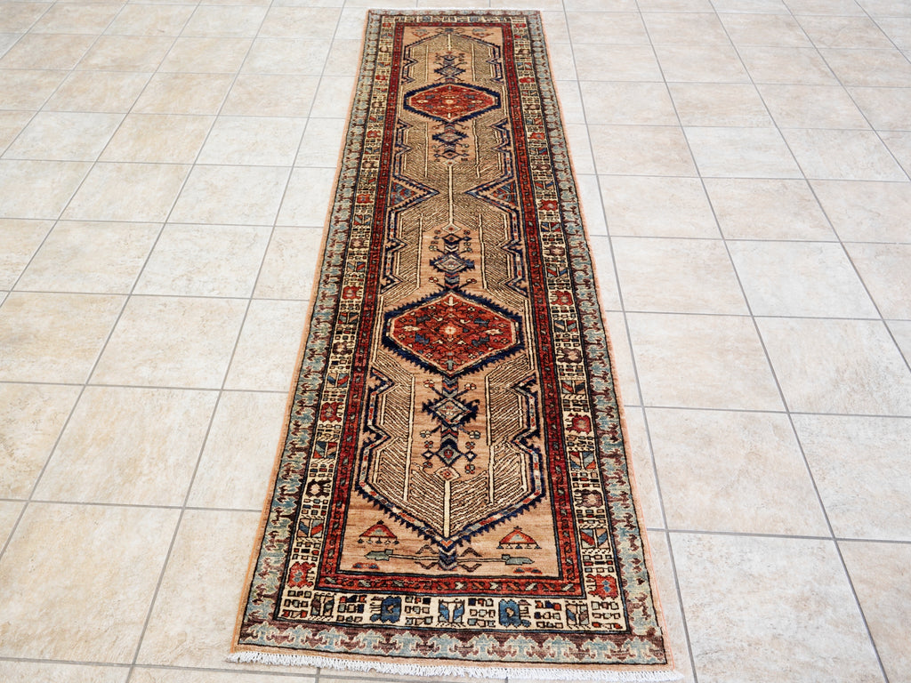 10 Ft Peach Orange Oriental Runner Rug - Hand Knotted Afghan Rug