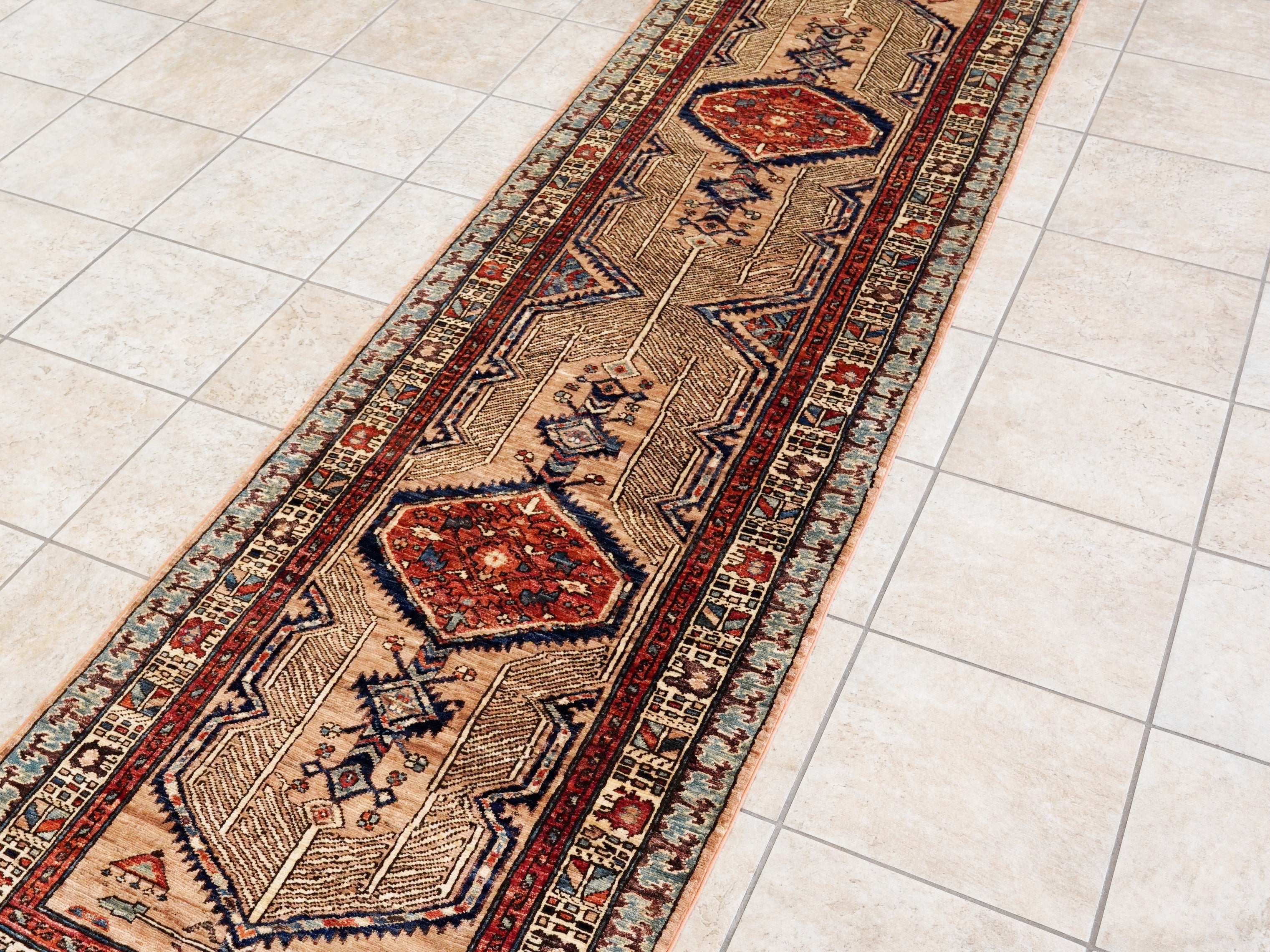 10 Ft Peach Orange Oriental Runner Rug - Hand Knotted Afghan Rug