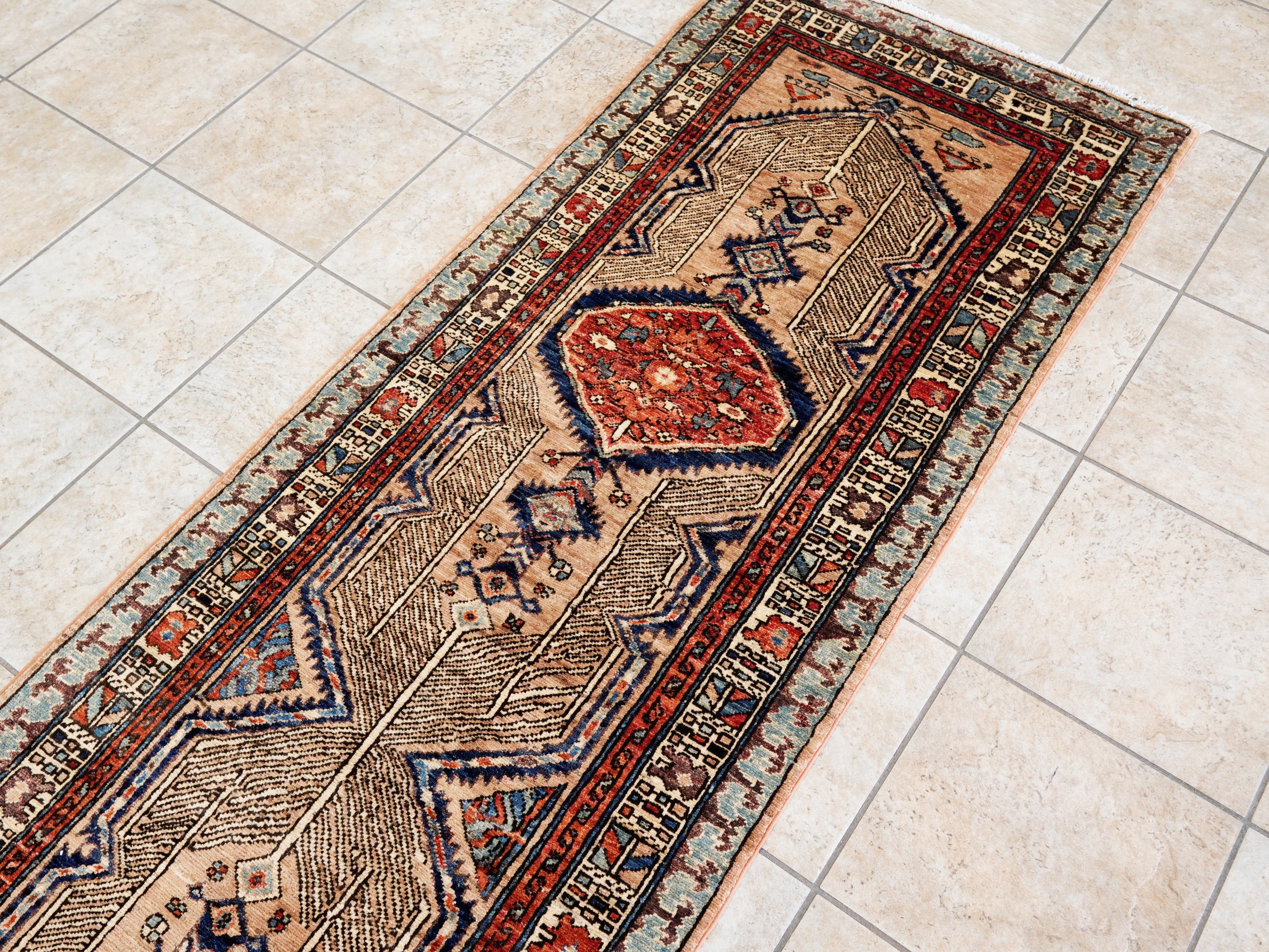 10 Ft Peach Orange Oriental Runner Rug - Hand Knotted Afghan Rug