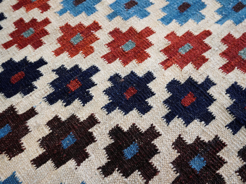 8 Ft Contemporary Killim Runner Rug  - Handwoven Flatweave Runner