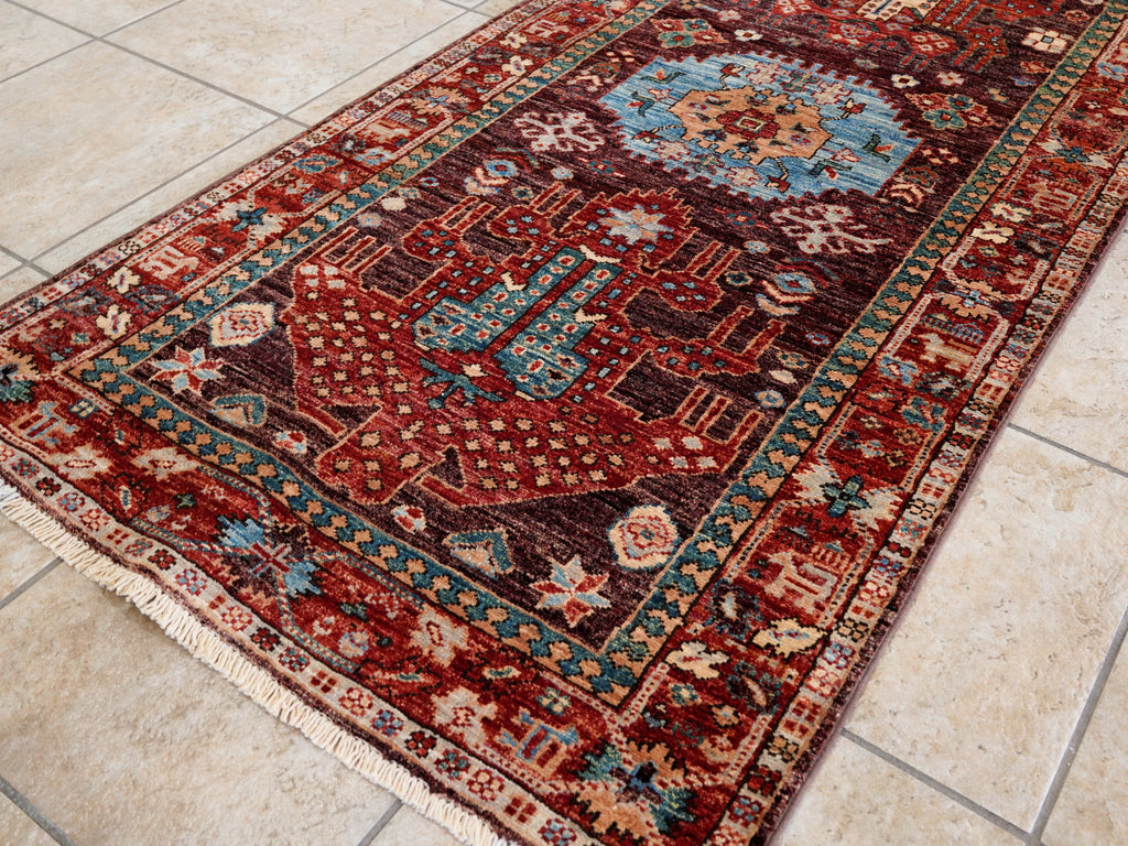 10 Ft Red Oriental Runner Rug - Afghan Hand Knotted Rug