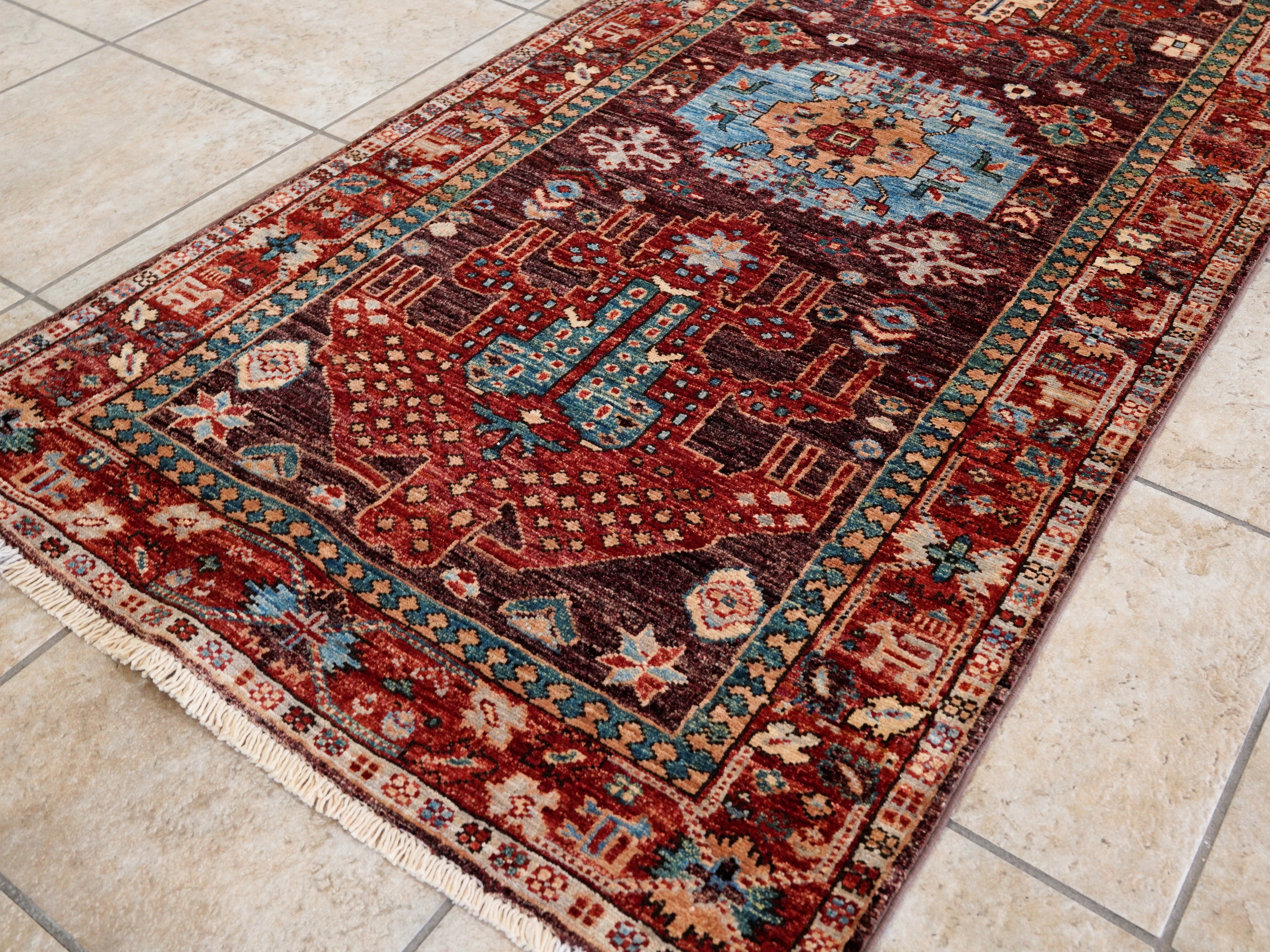 10 Ft Red Oriental Runner Rug - Afghan Hand Knotted Rug