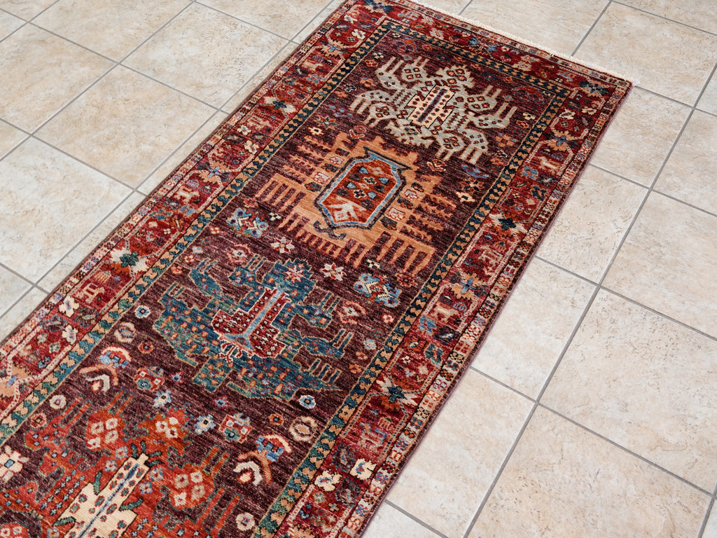 10 Ft Red Oriental Runner Rug - Afghan Hand Knotted Rug