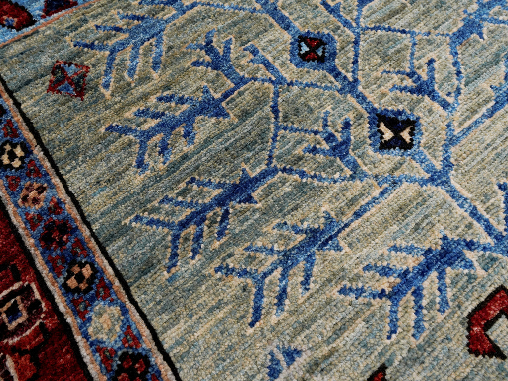 5x7 Ft Green Oriental Rug - Hand Knotted Afghan Rug - Floral Design