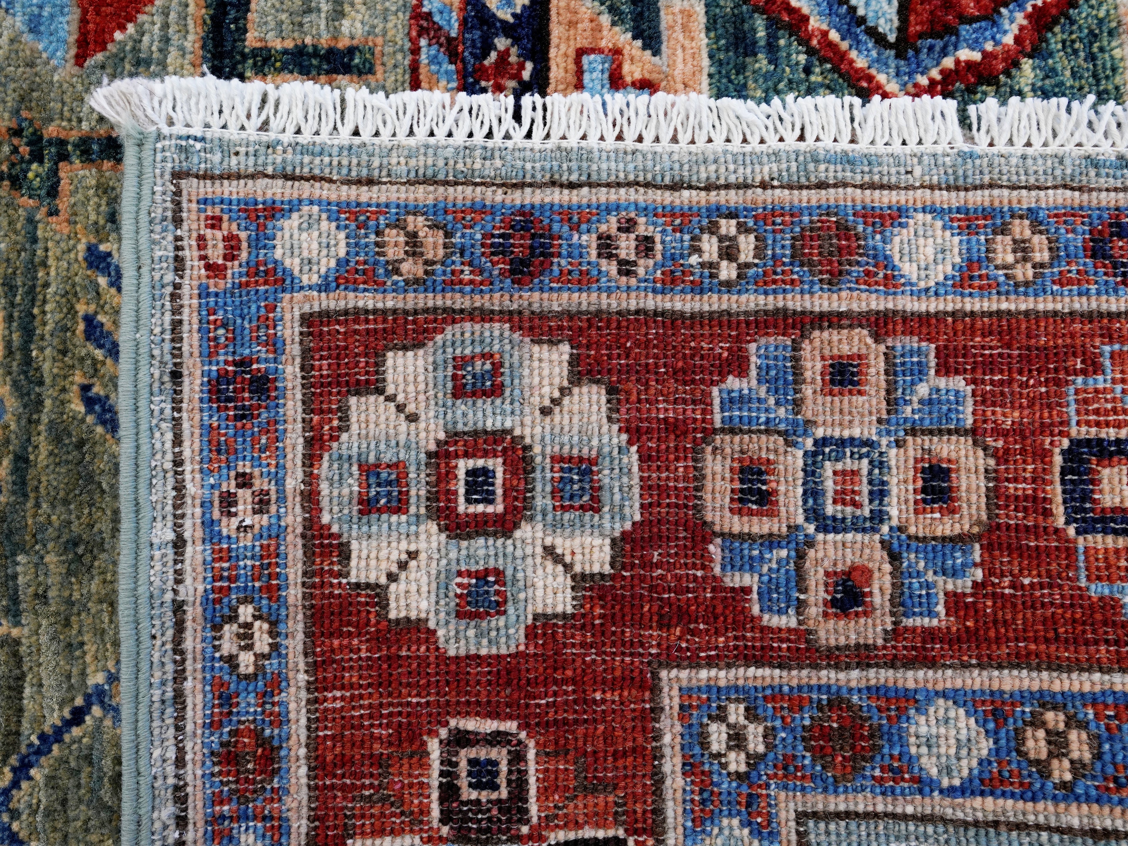 5x7 Ft Green Oriental Rug - Hand Knotted Afghan Rug - Floral Design