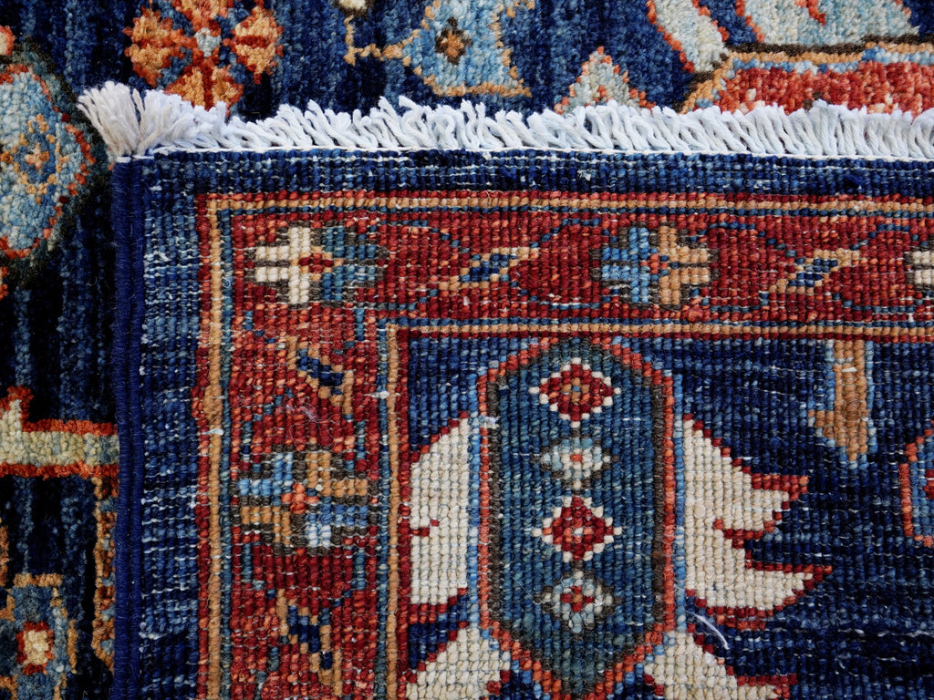 6x9 Ft Blue Afghan Oriental Rug - Hand Knotted Area Rug - Bird Design