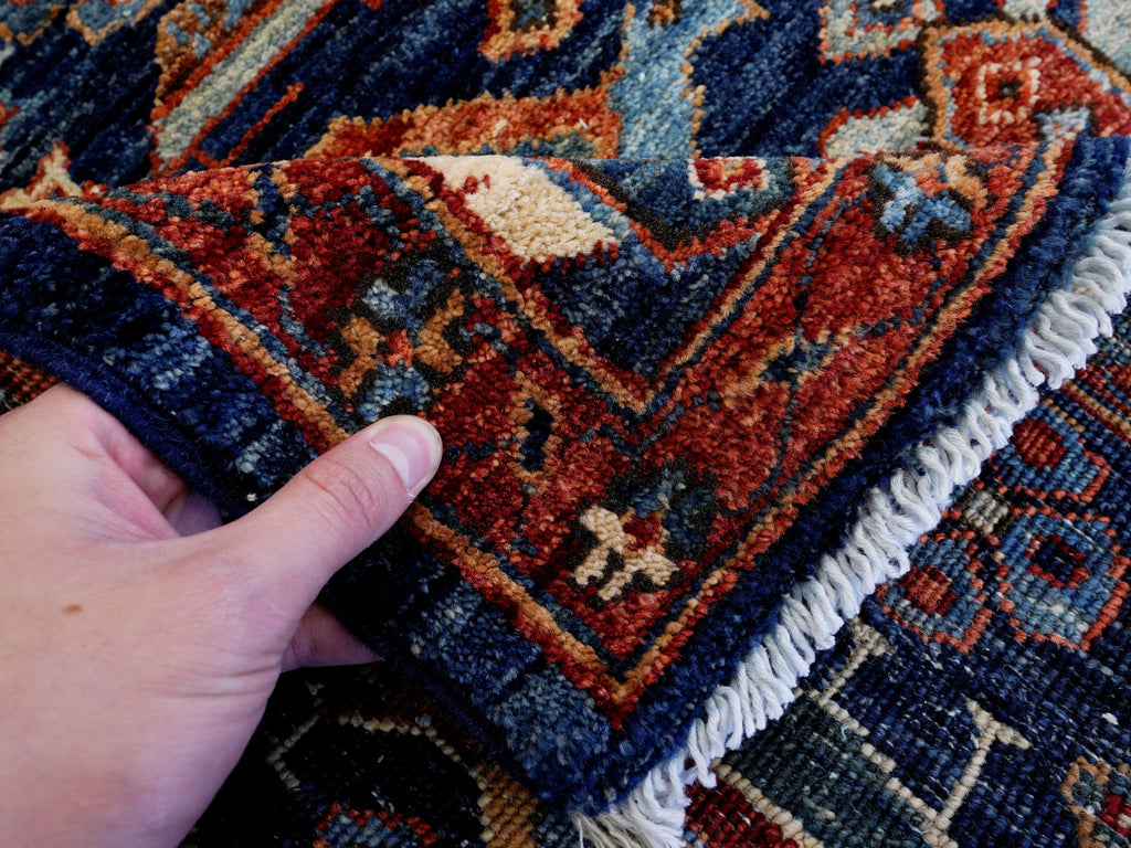 6x9 Ft Blue Afghan Oriental Rug - Hand Knotted Area Rug - Bird Design