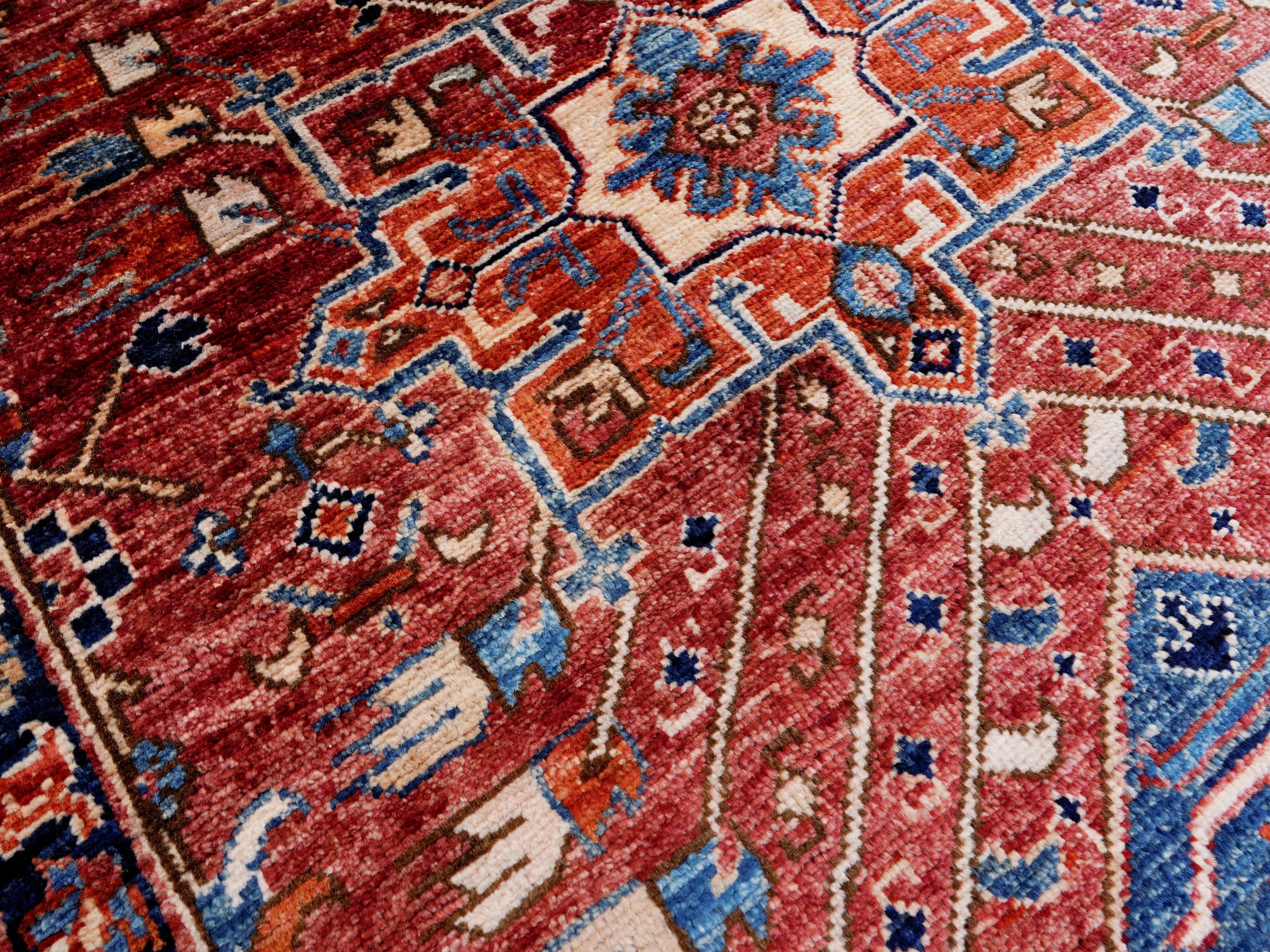 14 Ft Red Afghan Oriental Runner Rug - Hand Knotted Wool Rug