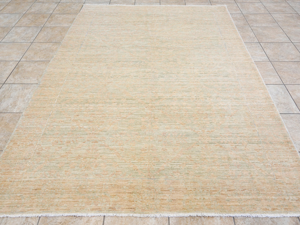6x9 Green & Beige Gabbeh Rug – Hand Knotted Area Rug