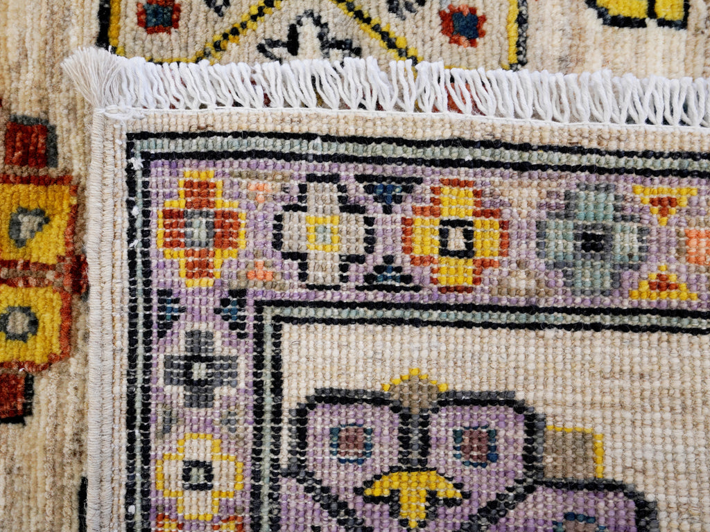 3x5 Ft Beige Floral Rug - Hand Knotted Afghan Rug