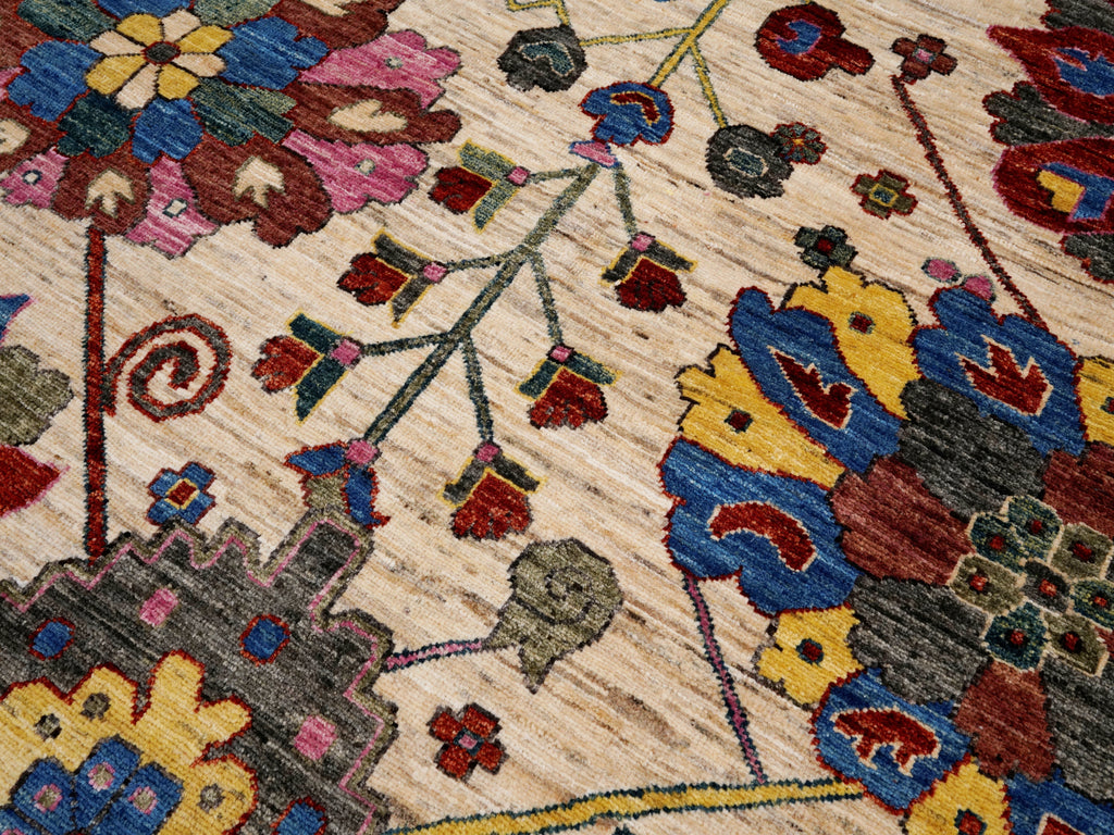 5x7 Ft Red & Beige Floral Rug - Afghan Hand Knotted Rug