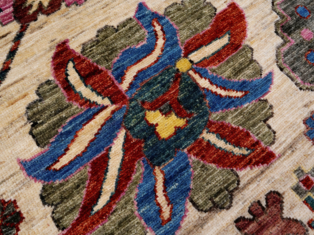 5x7 Ft Red & Beige Floral Rug - Afghan Hand Knotted Rug