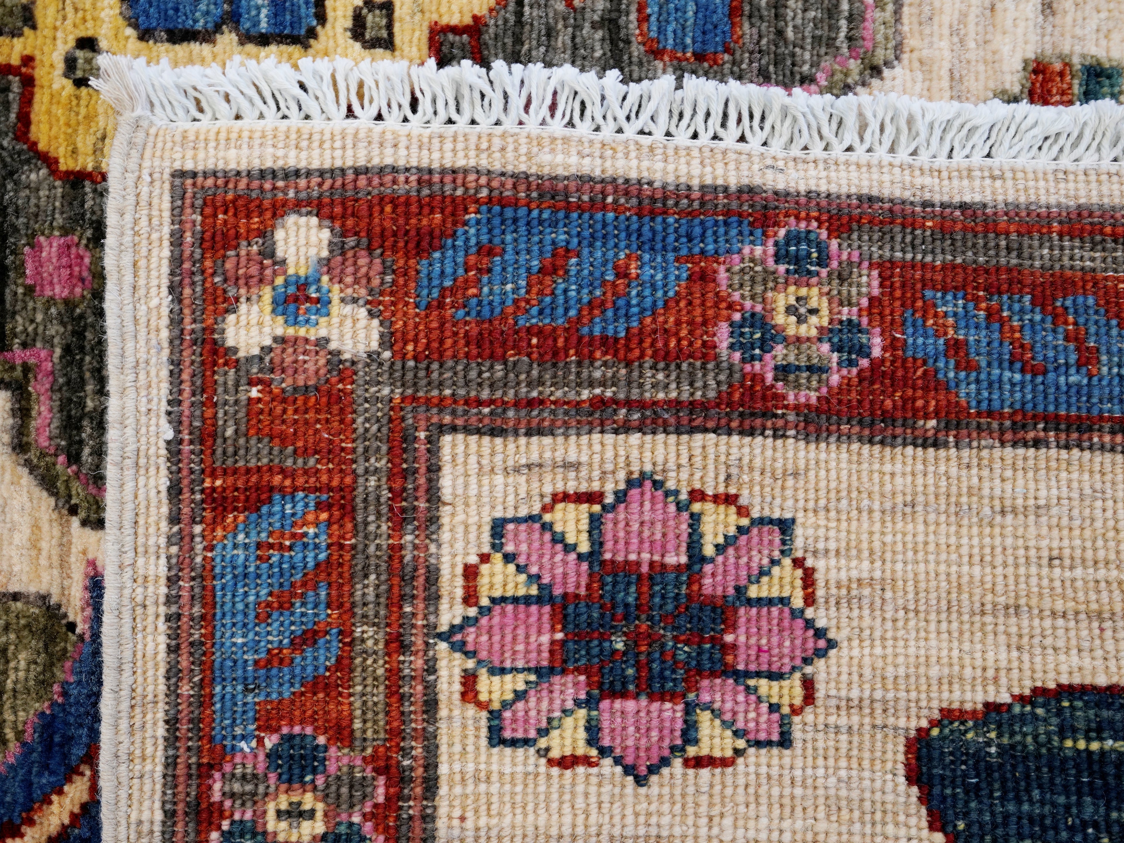 5x7 Ft Red & Beige Floral Rug - Afghan Hand Knotted Rug