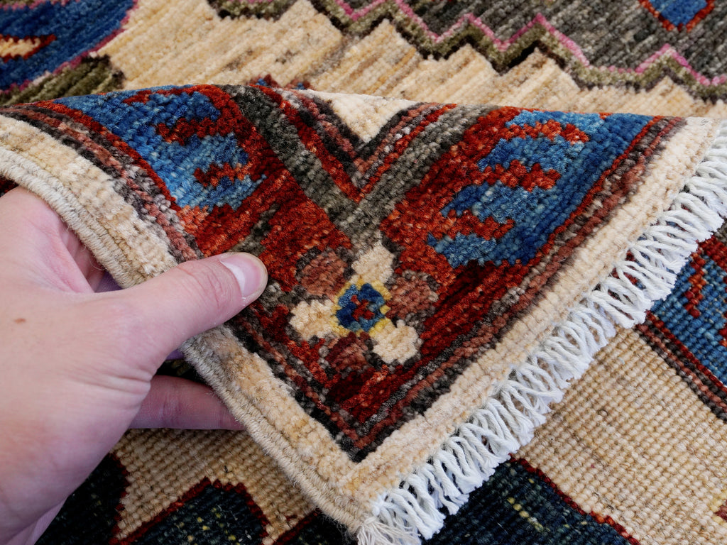 5x7 Ft Red & Beige Floral Rug - Afghan Hand Knotted Rug