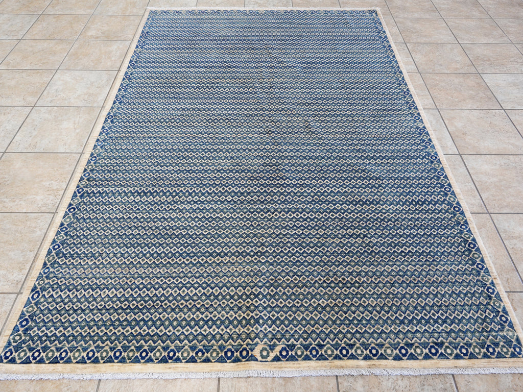 5x8 Ft Blue Gabbeh Rug - Hand Knotted Wool Area Rug